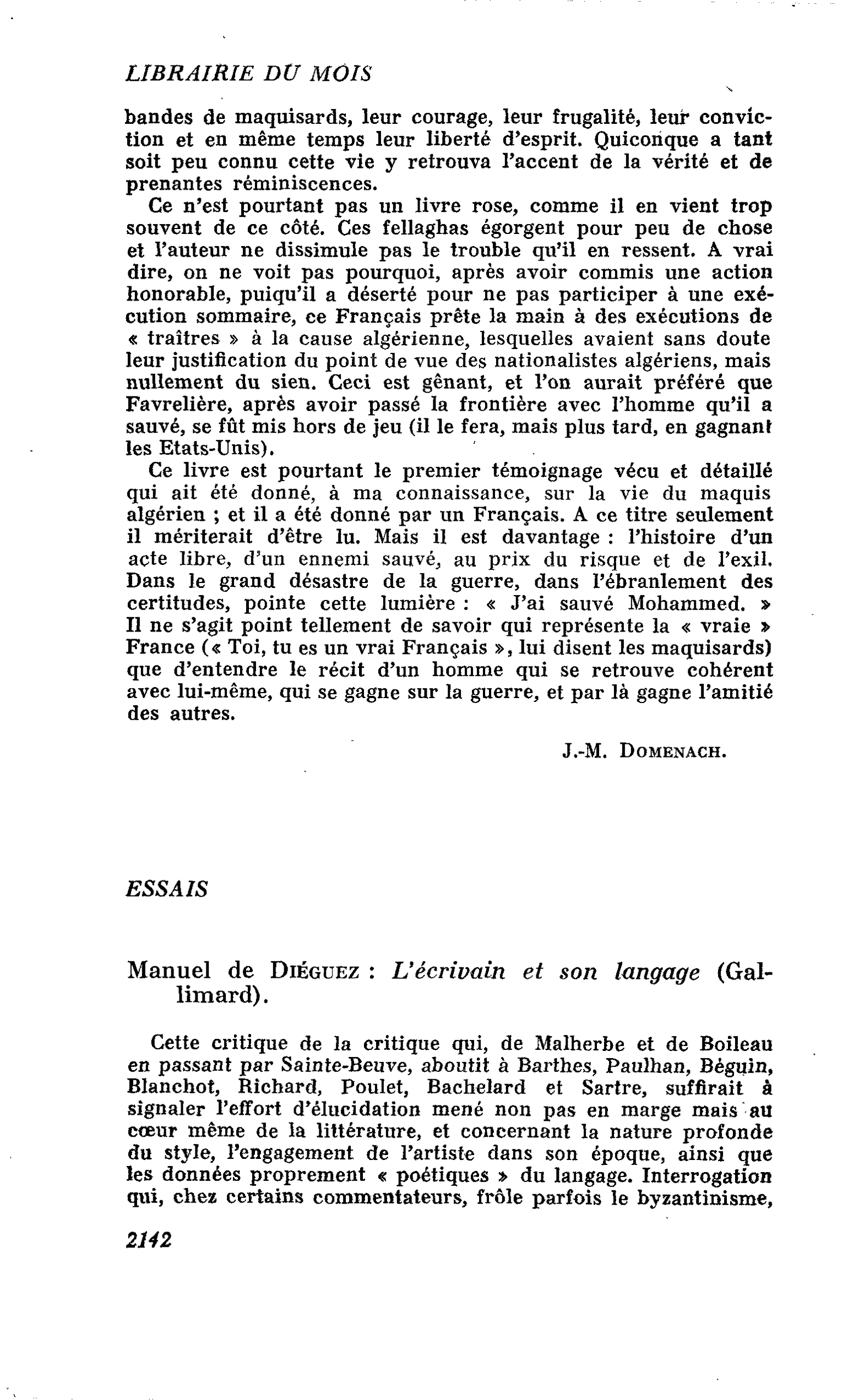 Manuel de Diéguez : L’écrivain et son langage