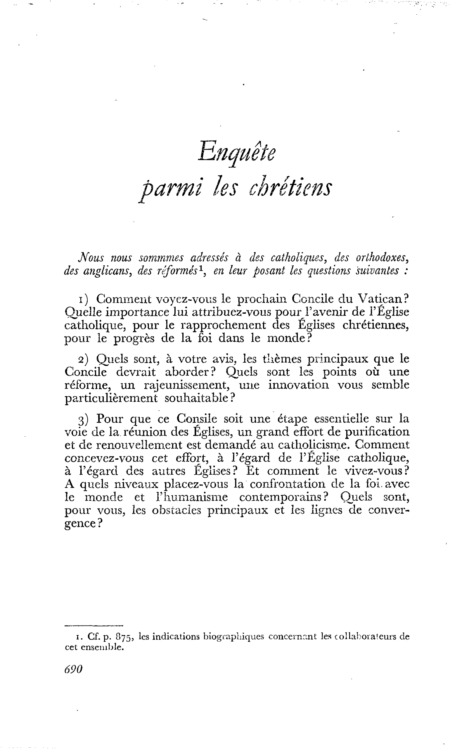Enquête parmi les chrétiens