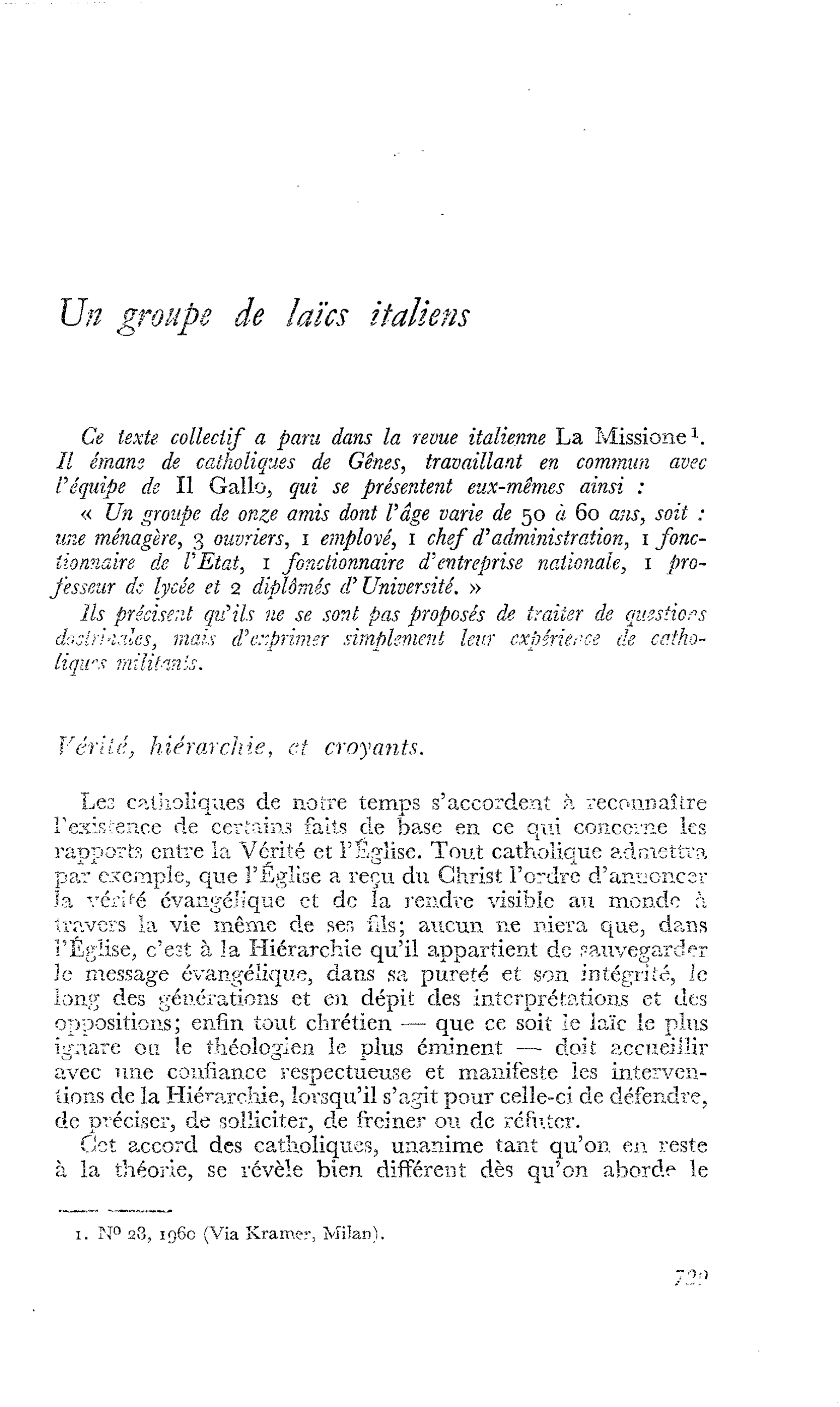 Un groupe de laïcs italiens