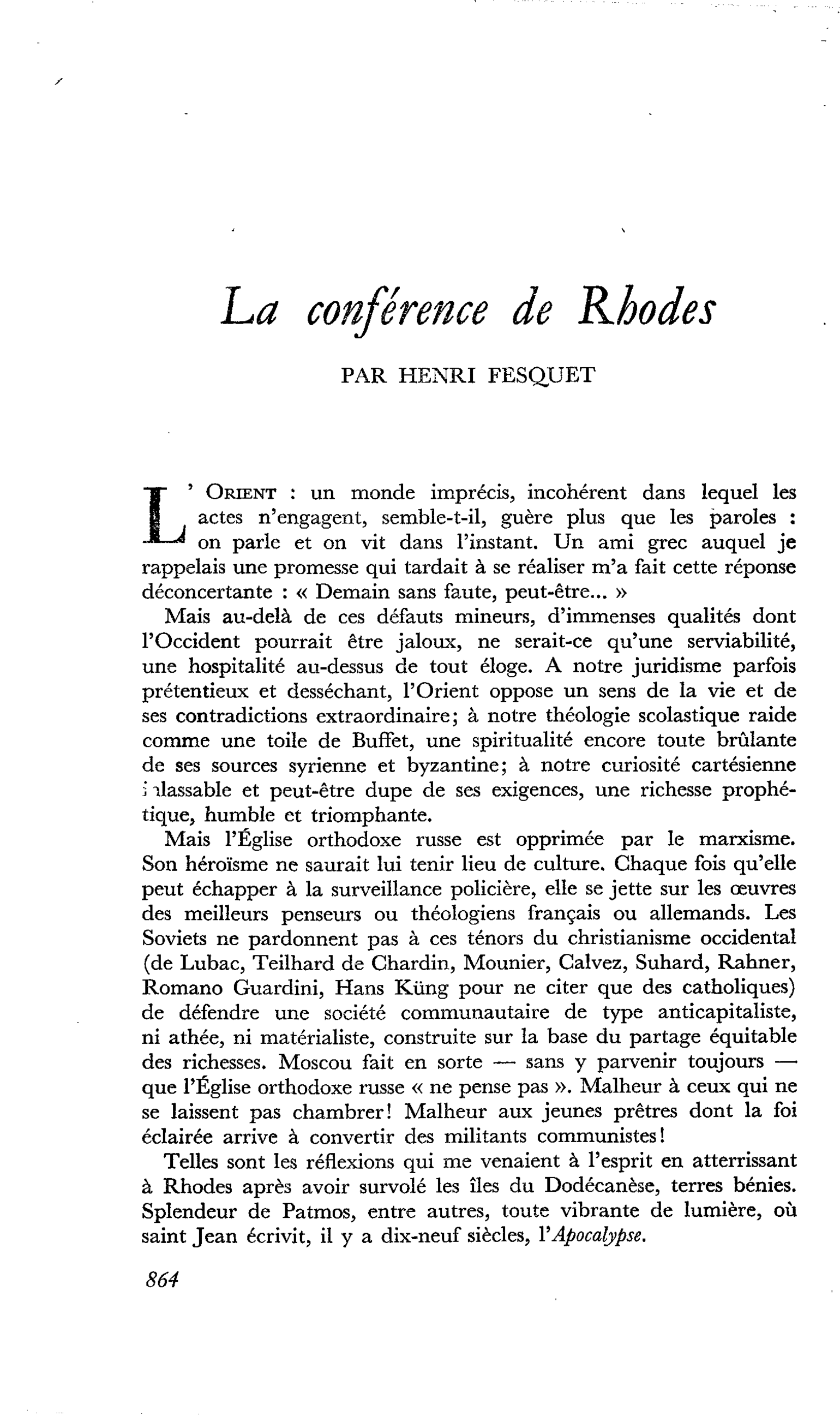 La conférence de Rhodes