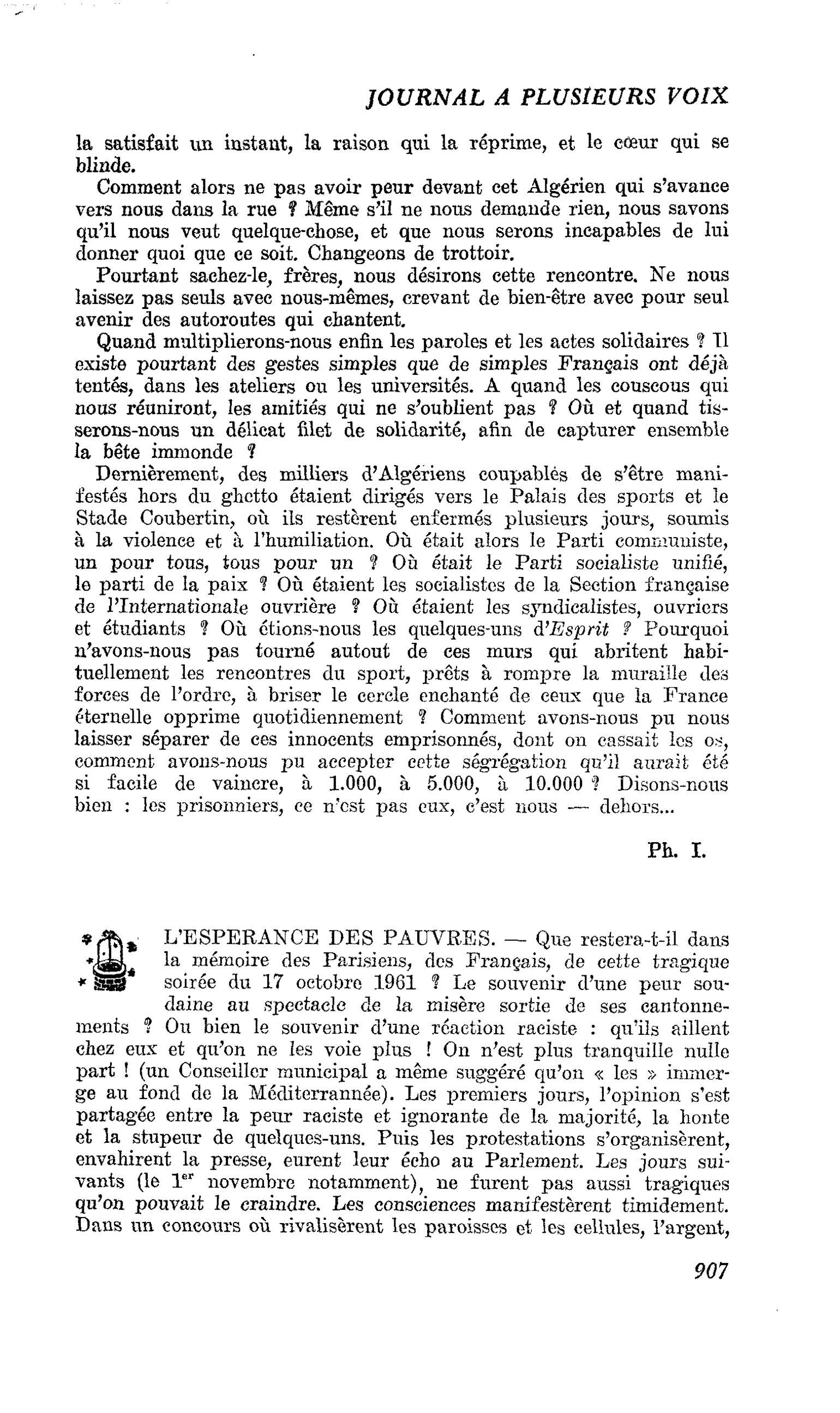 L’ESPERANCE DES PAUVRES