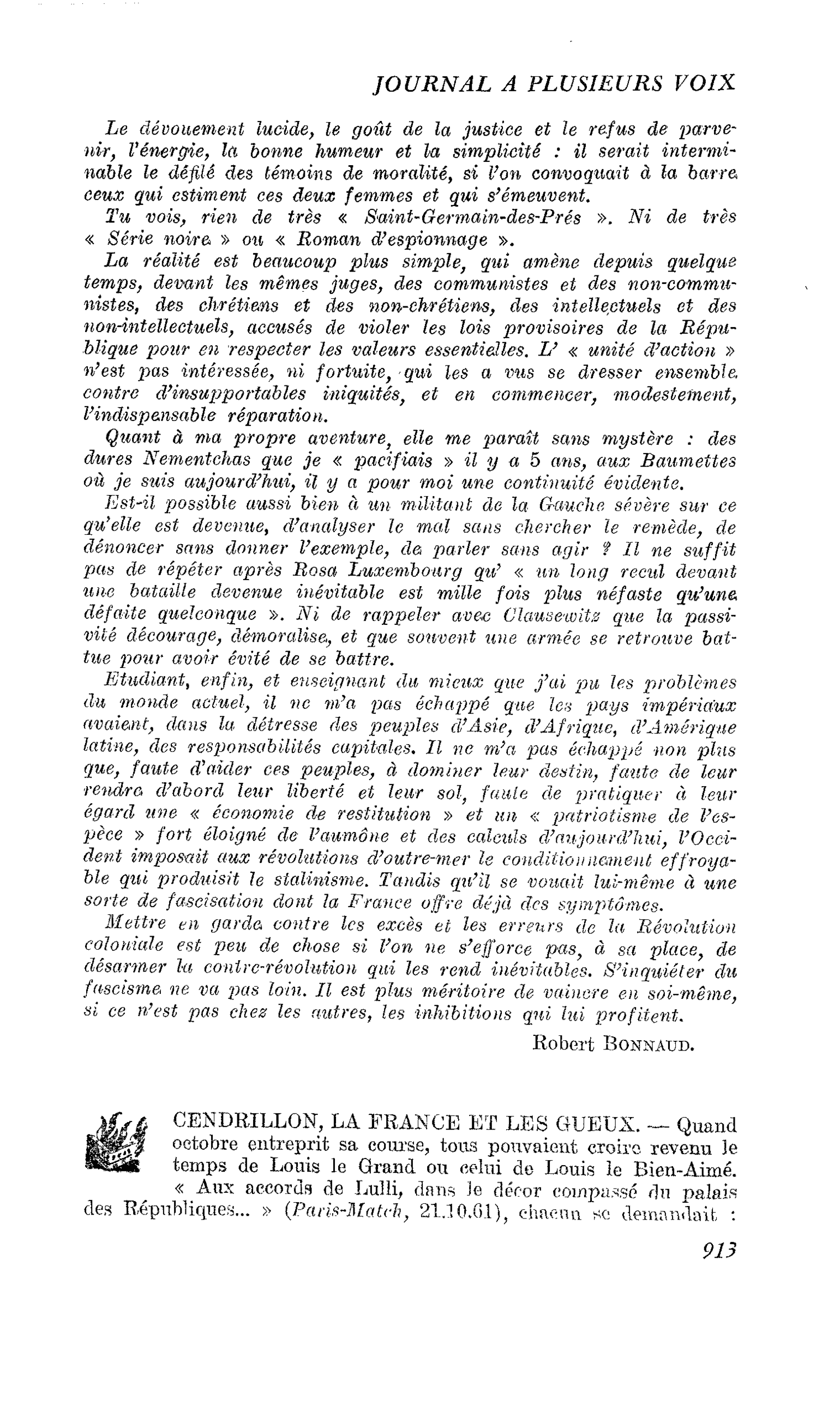 CENDRILLON, LA FRANCE ET LES GUEUX