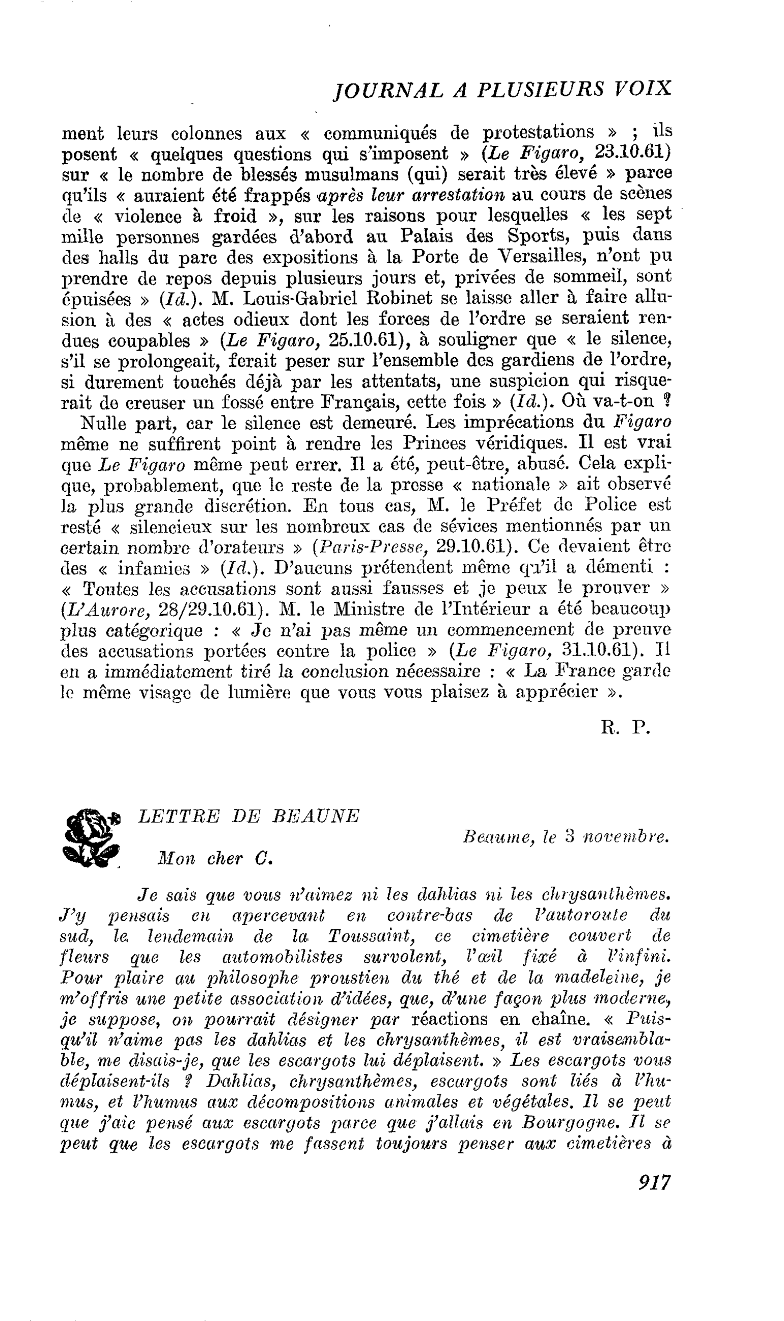 LETTRE DE BEAUNE