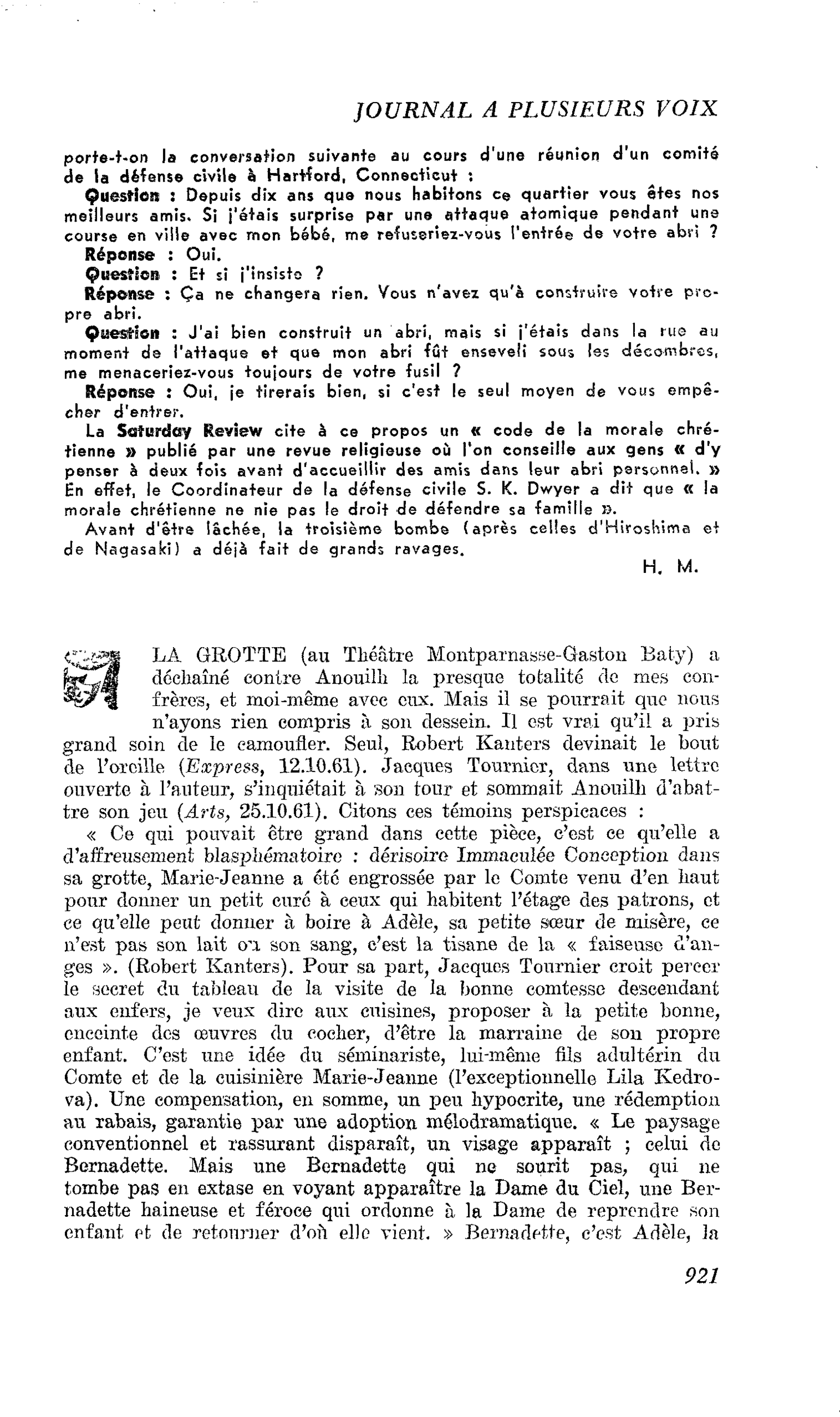 LA GROTTE (au Théâtre Montparnasse-Gaston Baty)