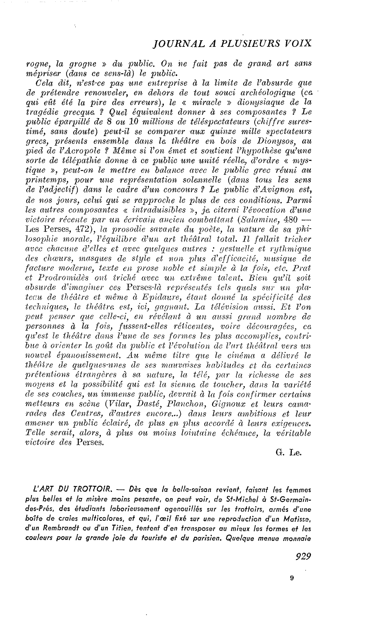 L’ART DU TROTTOIR