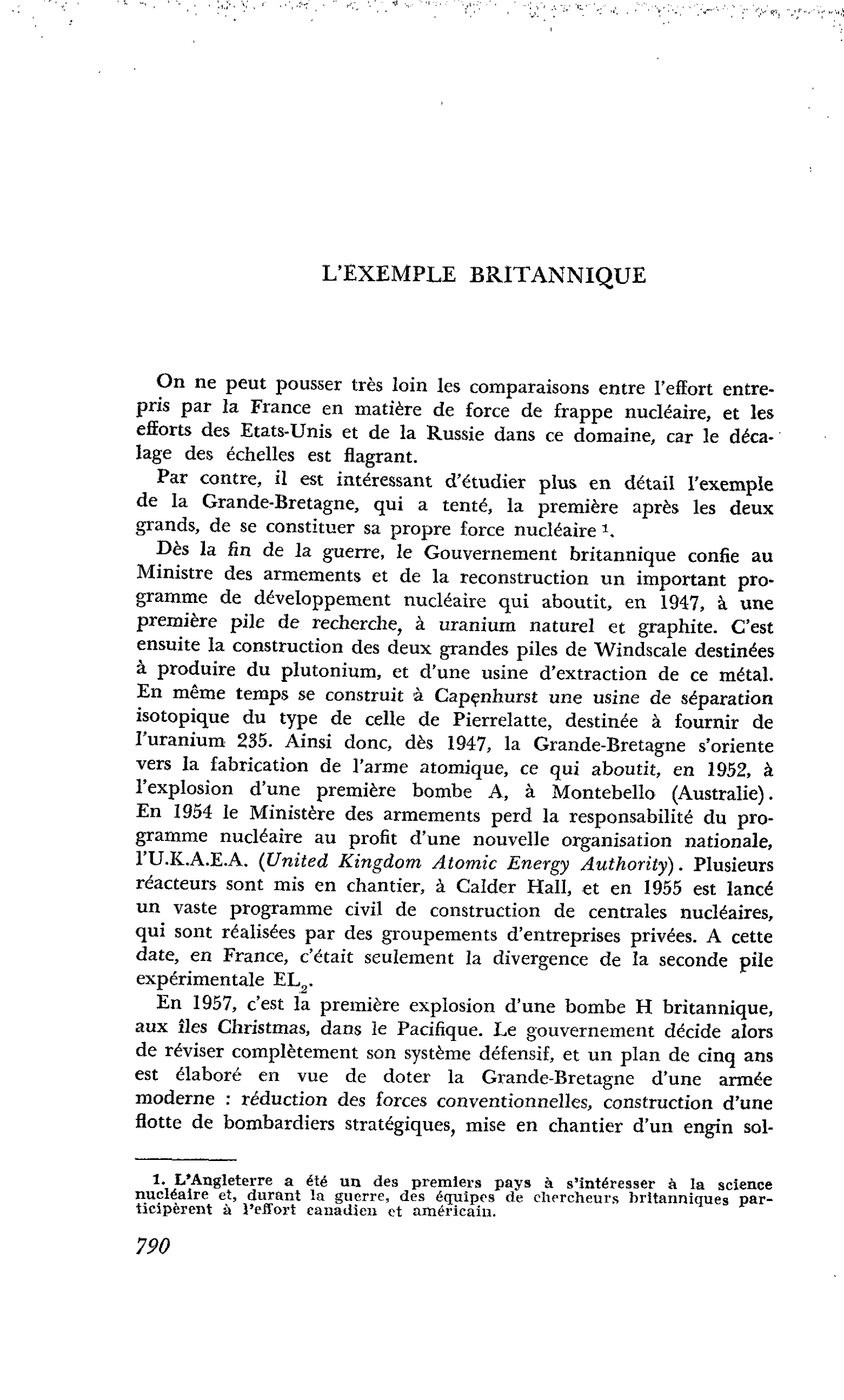 L’EXEMPLE BRITANNIQUE