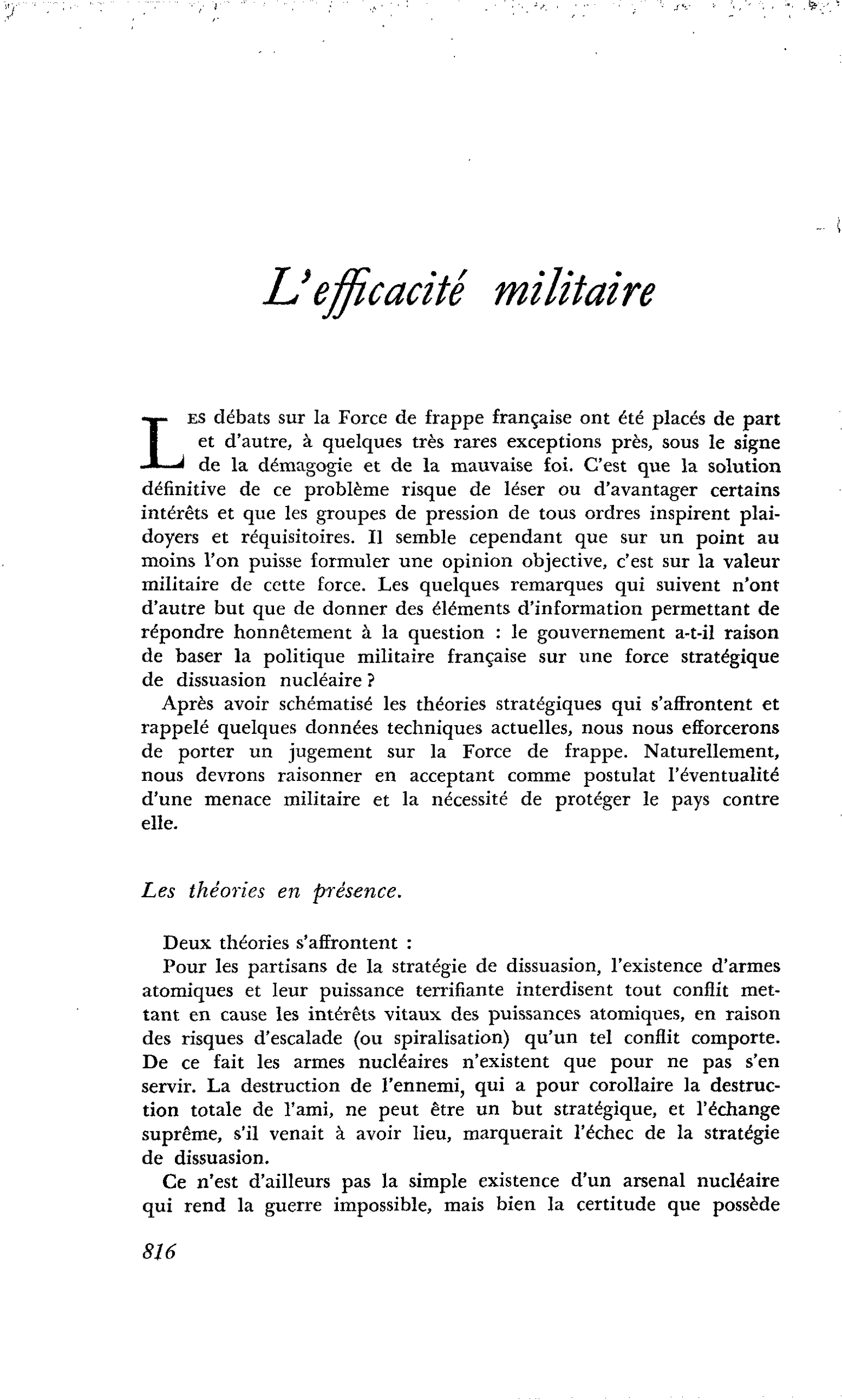L’efficacité militaire