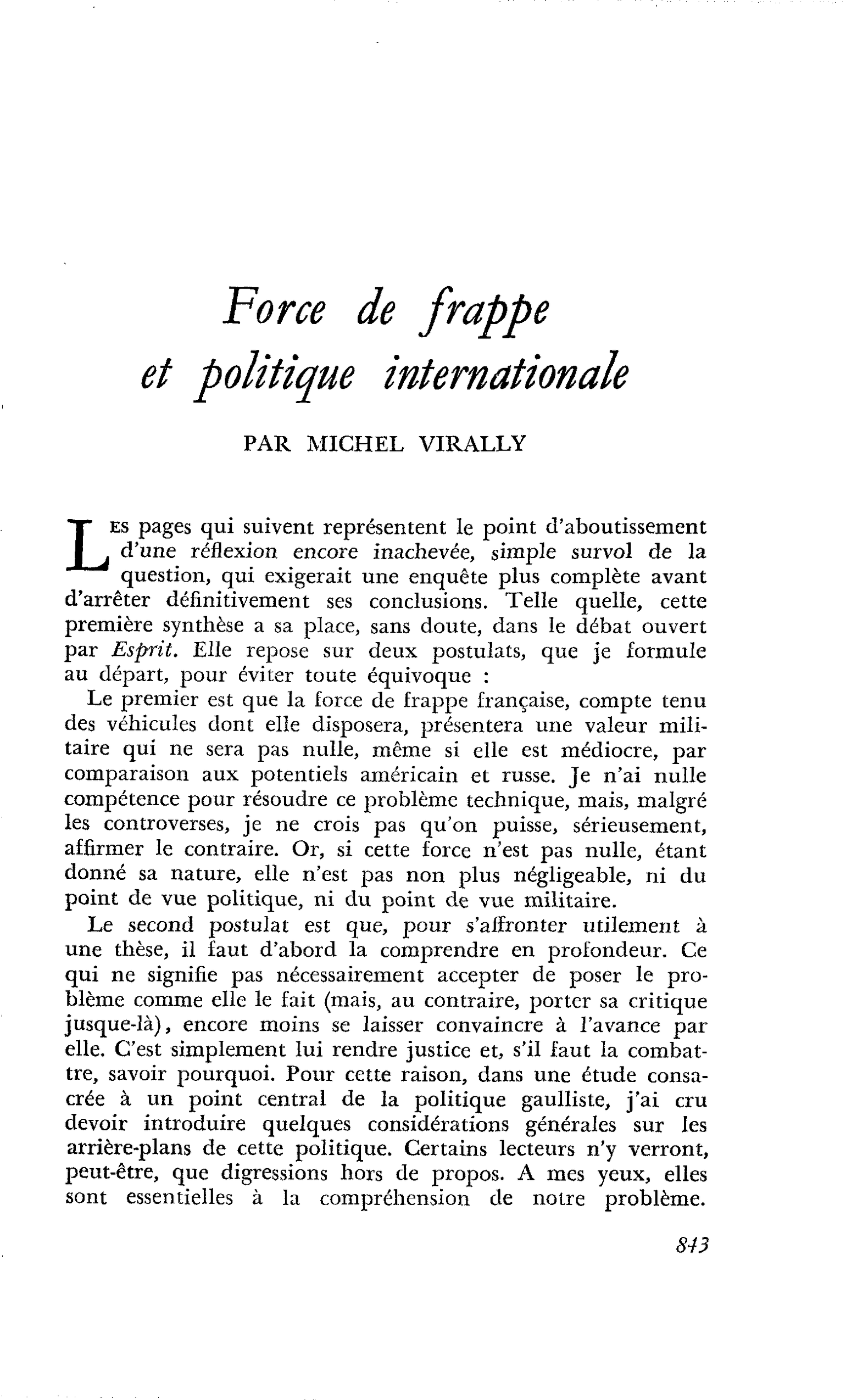 Force de frappe et politique internationale