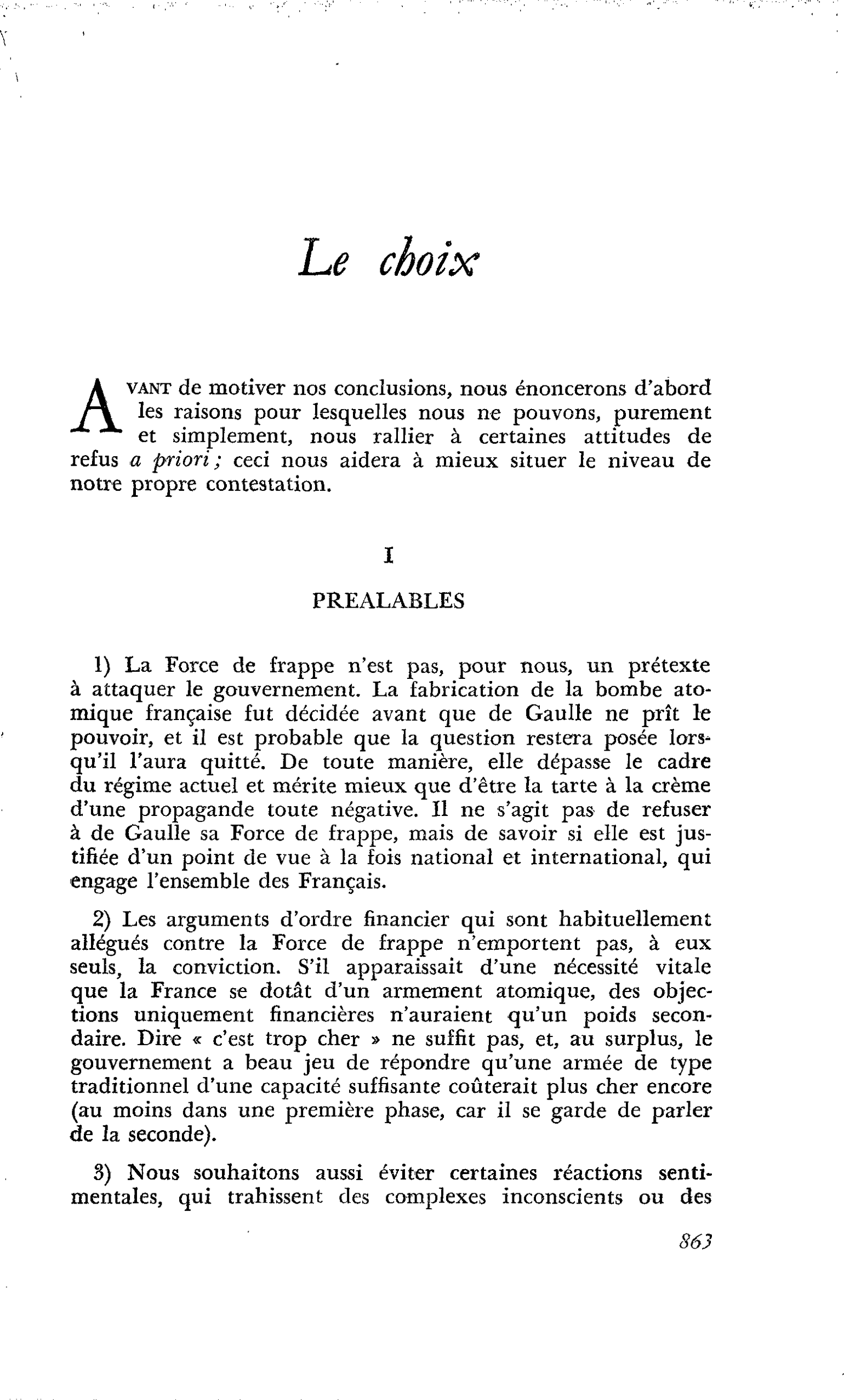 Le choix
