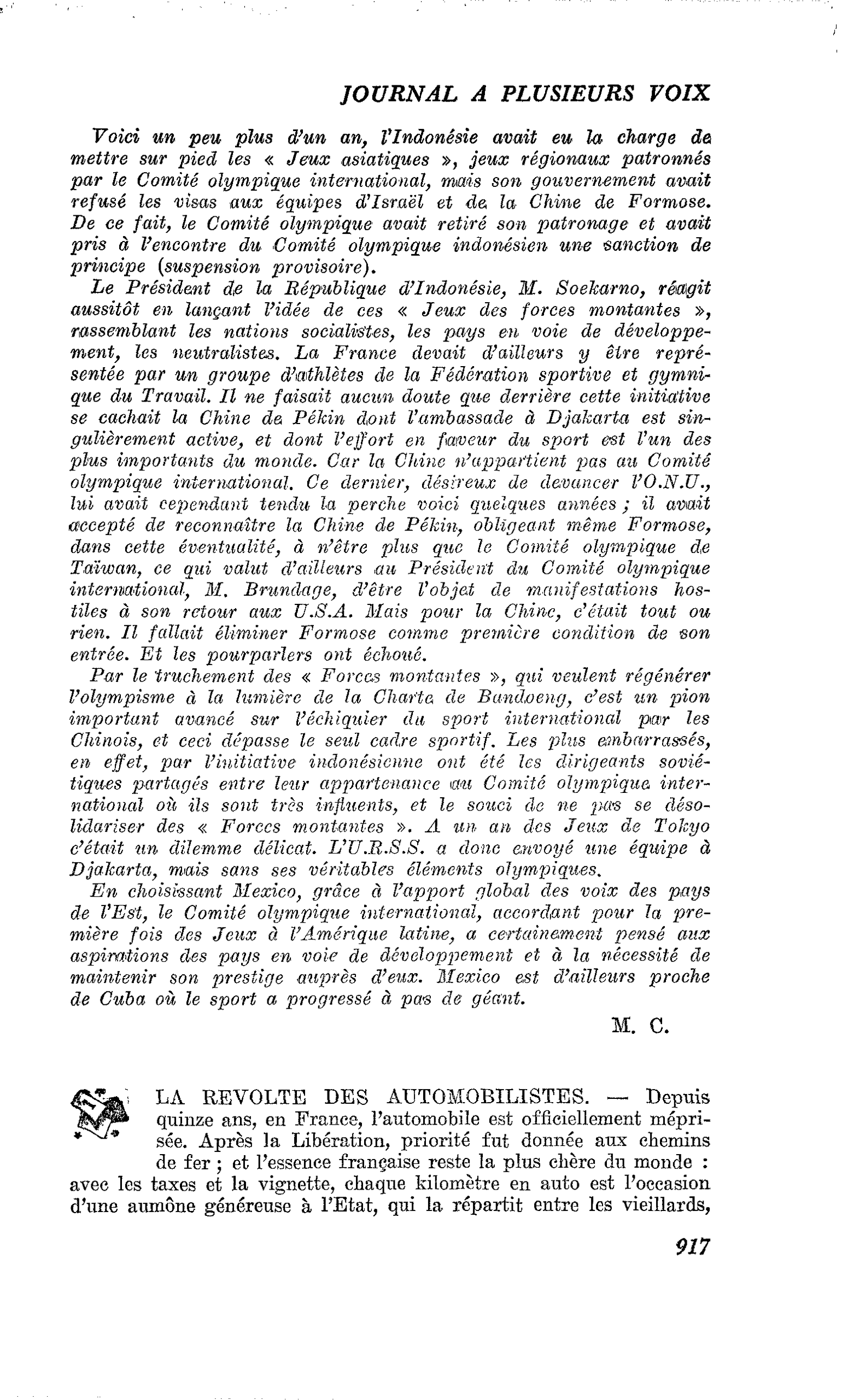 LA REVOLTE DES AUTOMOBILISTES