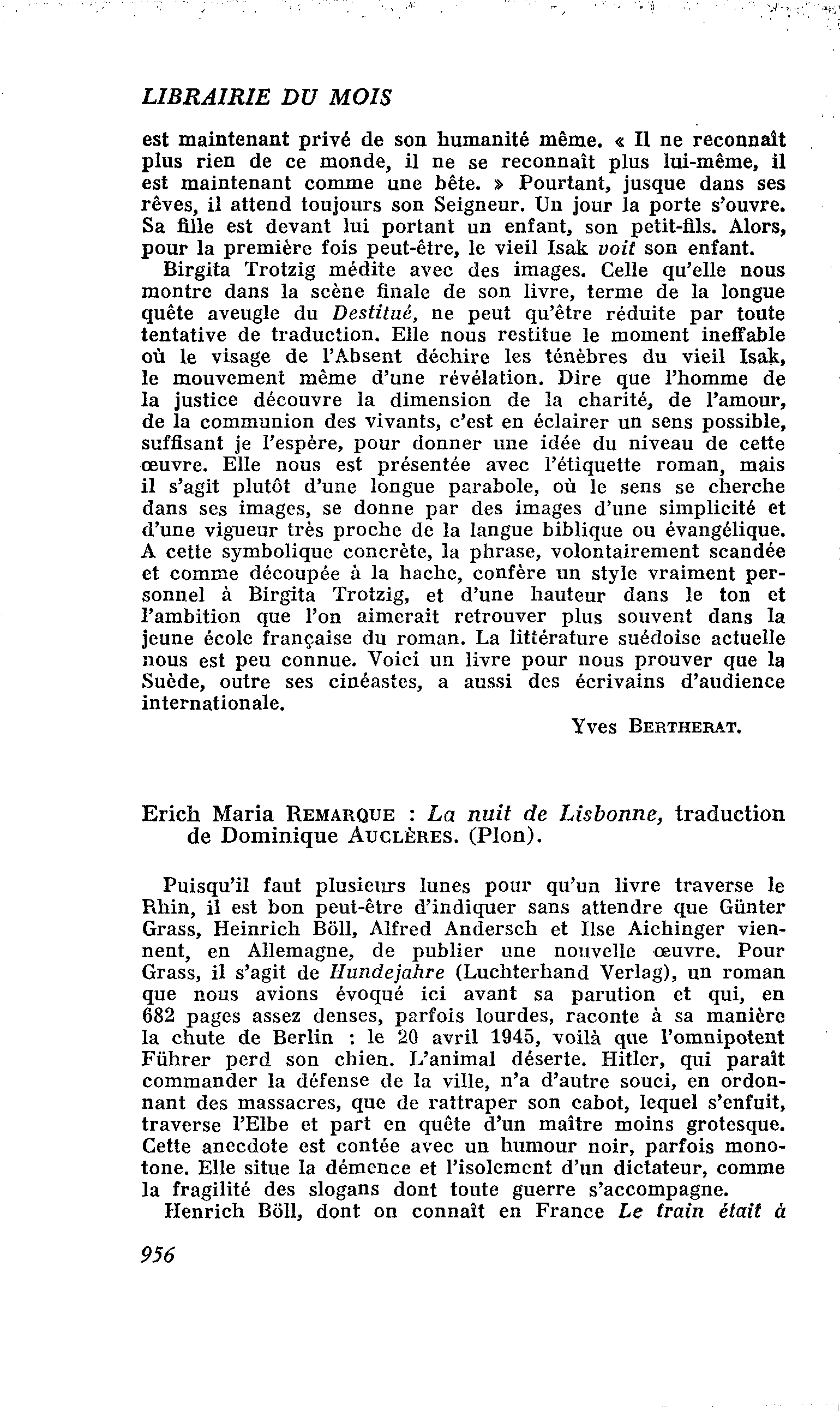 Erich Maria Remarque : La nuit de Lisbonne, traduction de Dominique Auclères