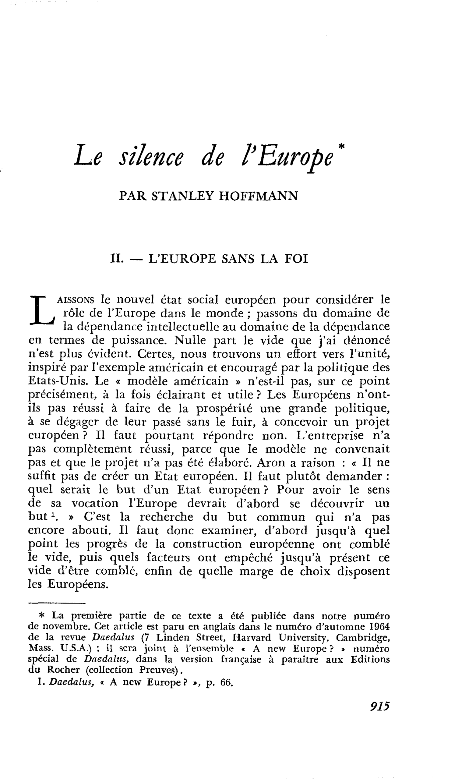 Le silence de l’Europe