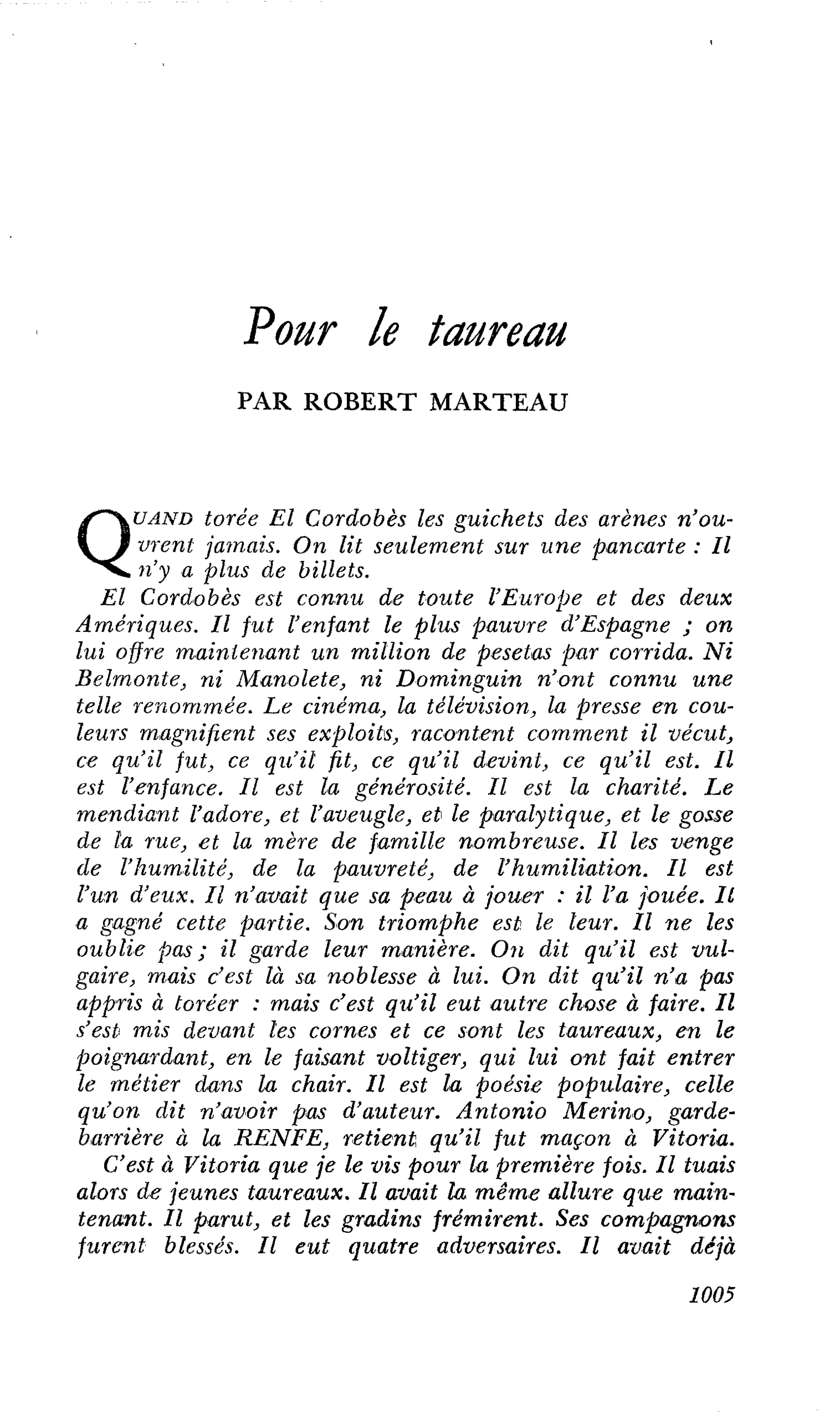 Pour le taureau