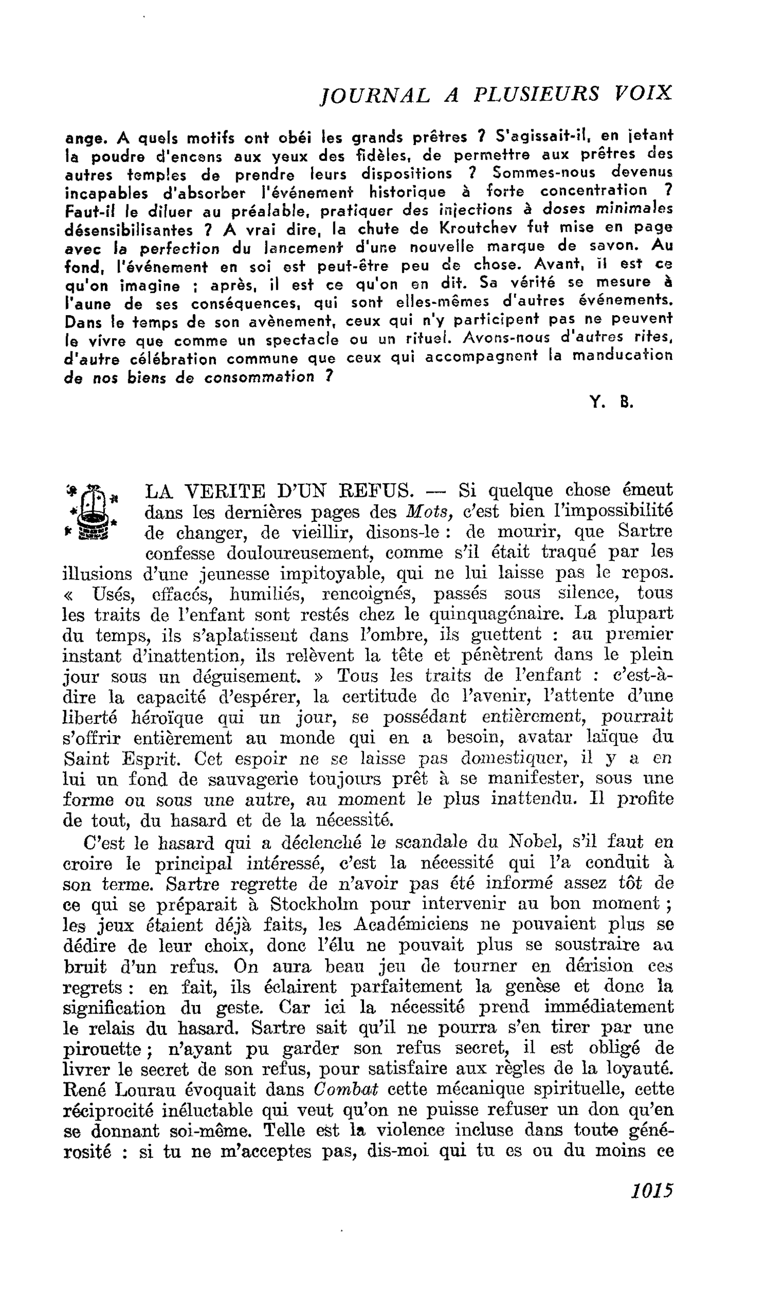 LA VERITE D’UN REFUS