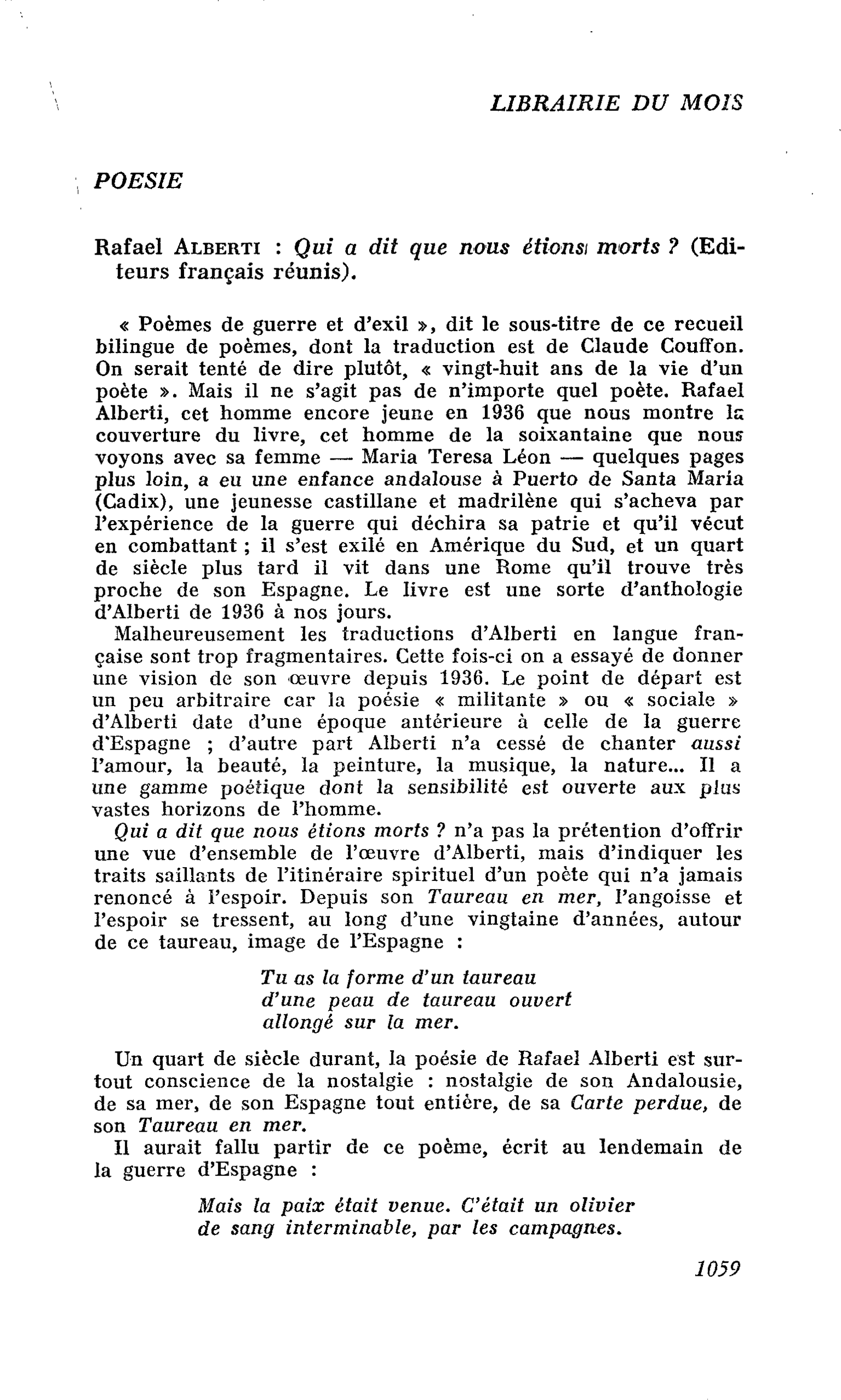 Rafaël Alberti : Qui a dit que nous étions morts ?