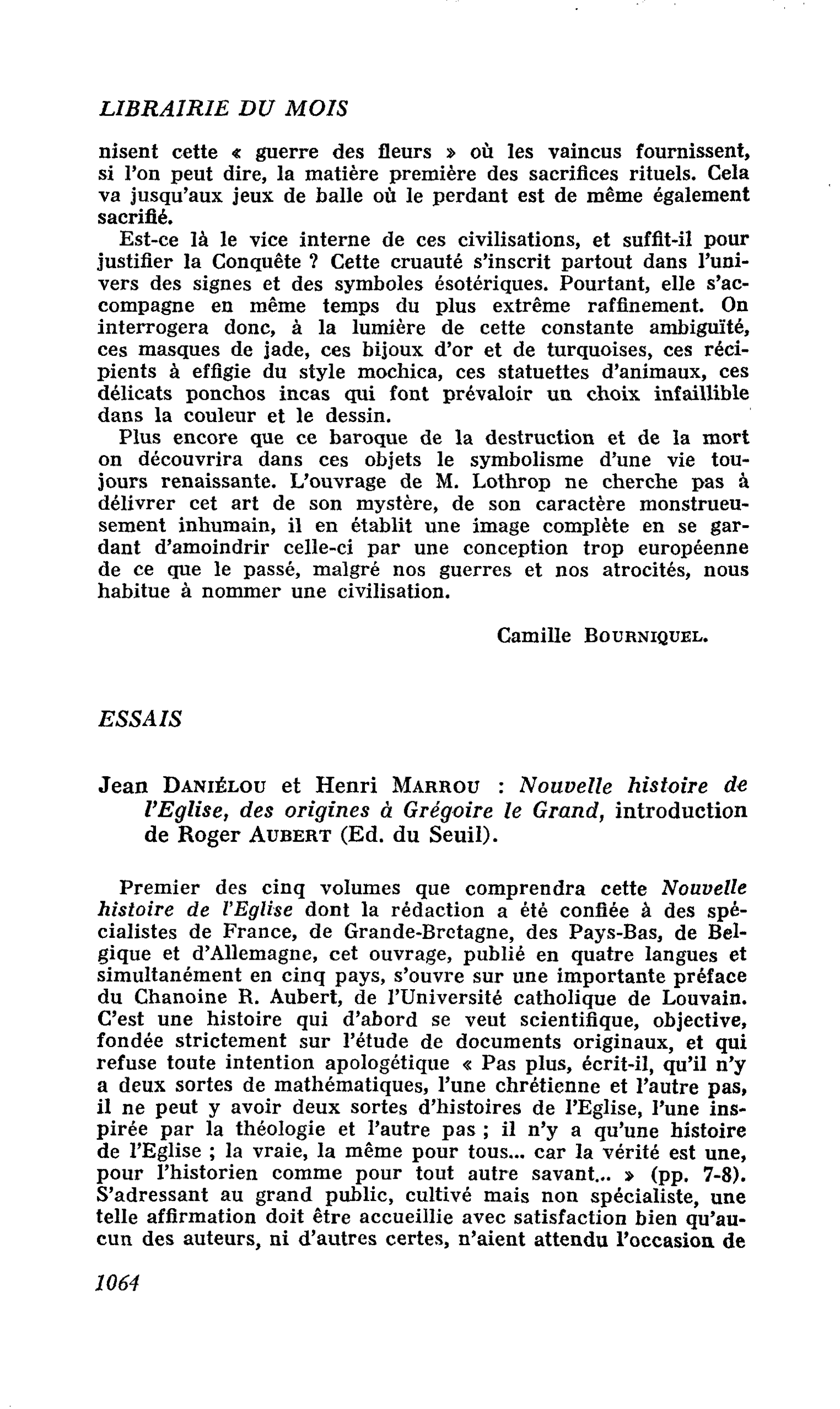 Jean Daniélou et Henri Marrou : Nouvelle histoire de l’Eglise, des origines à Grégoire le Grand