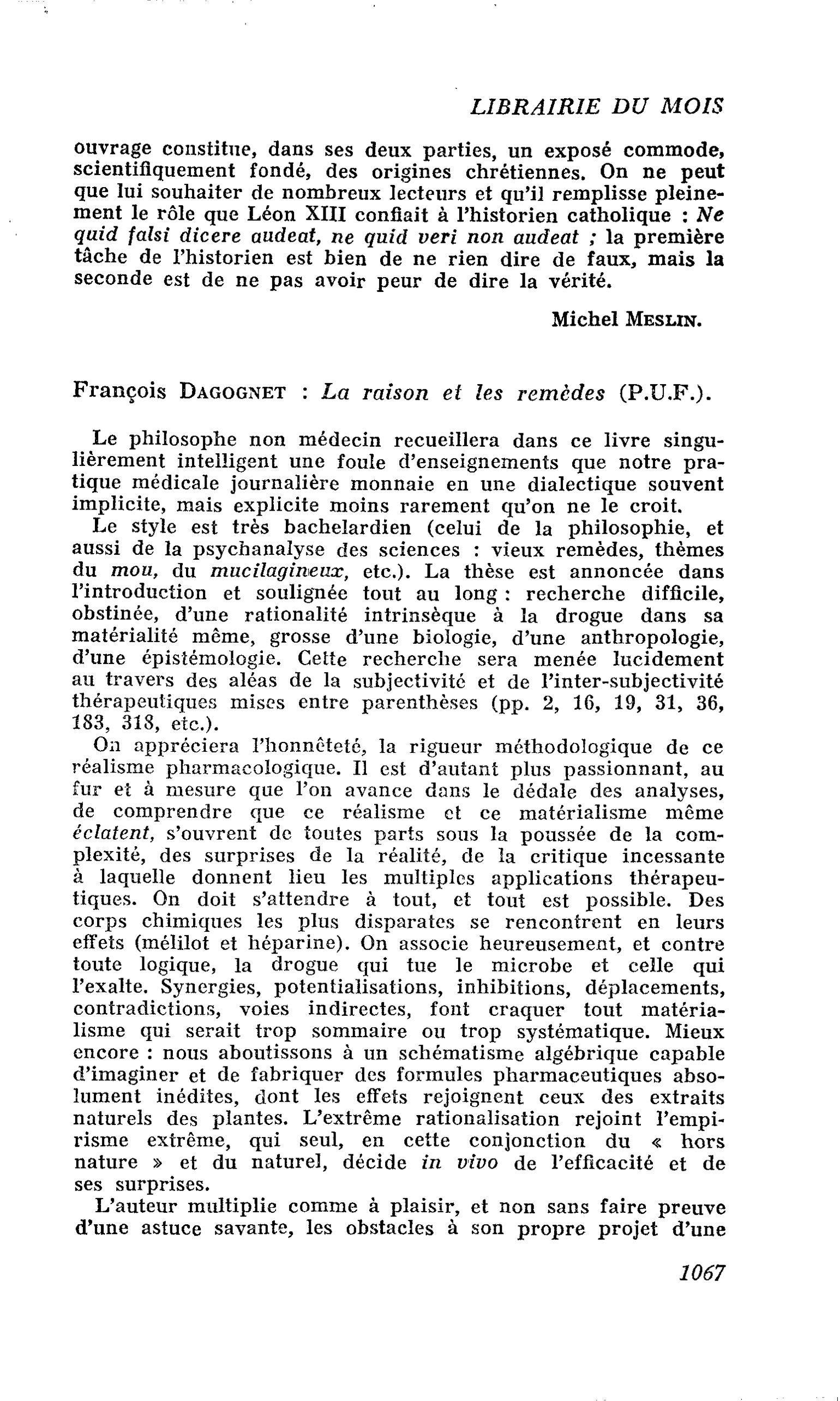 François Dagognet : La raison et les remèdes