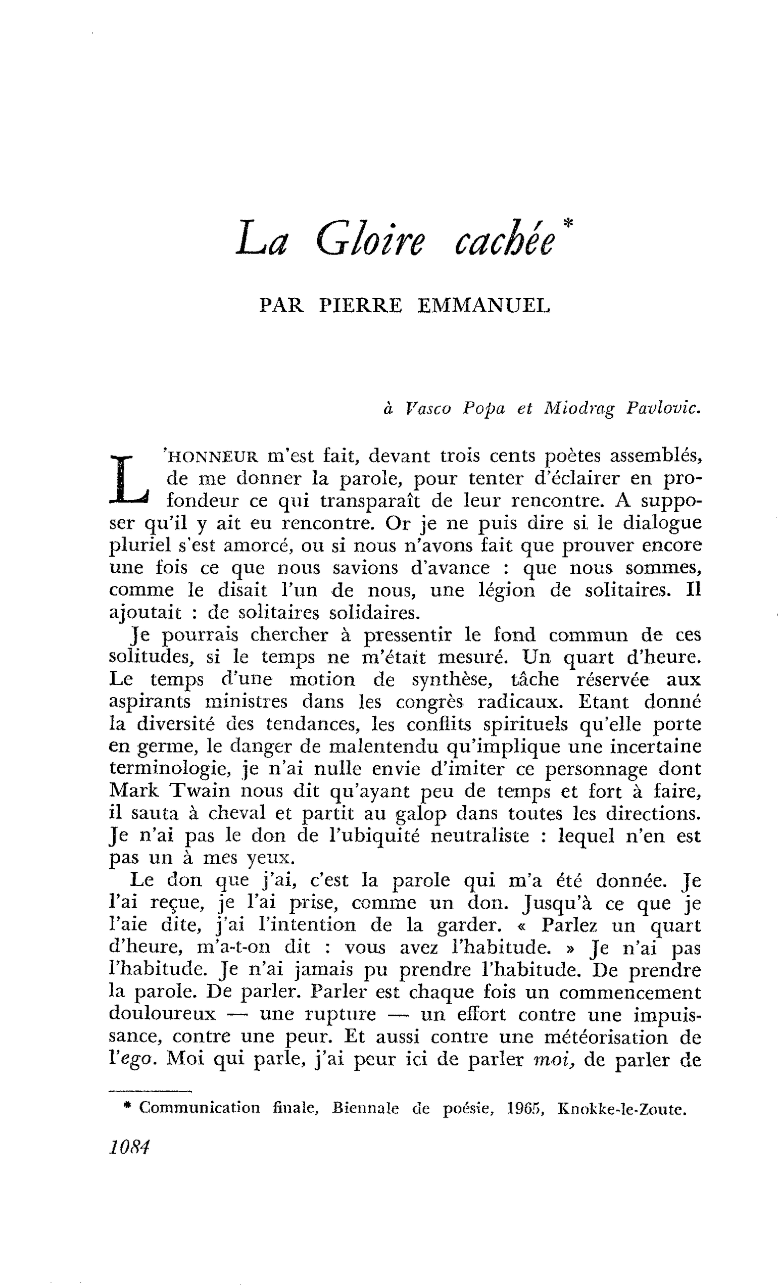 La Gloire cachée