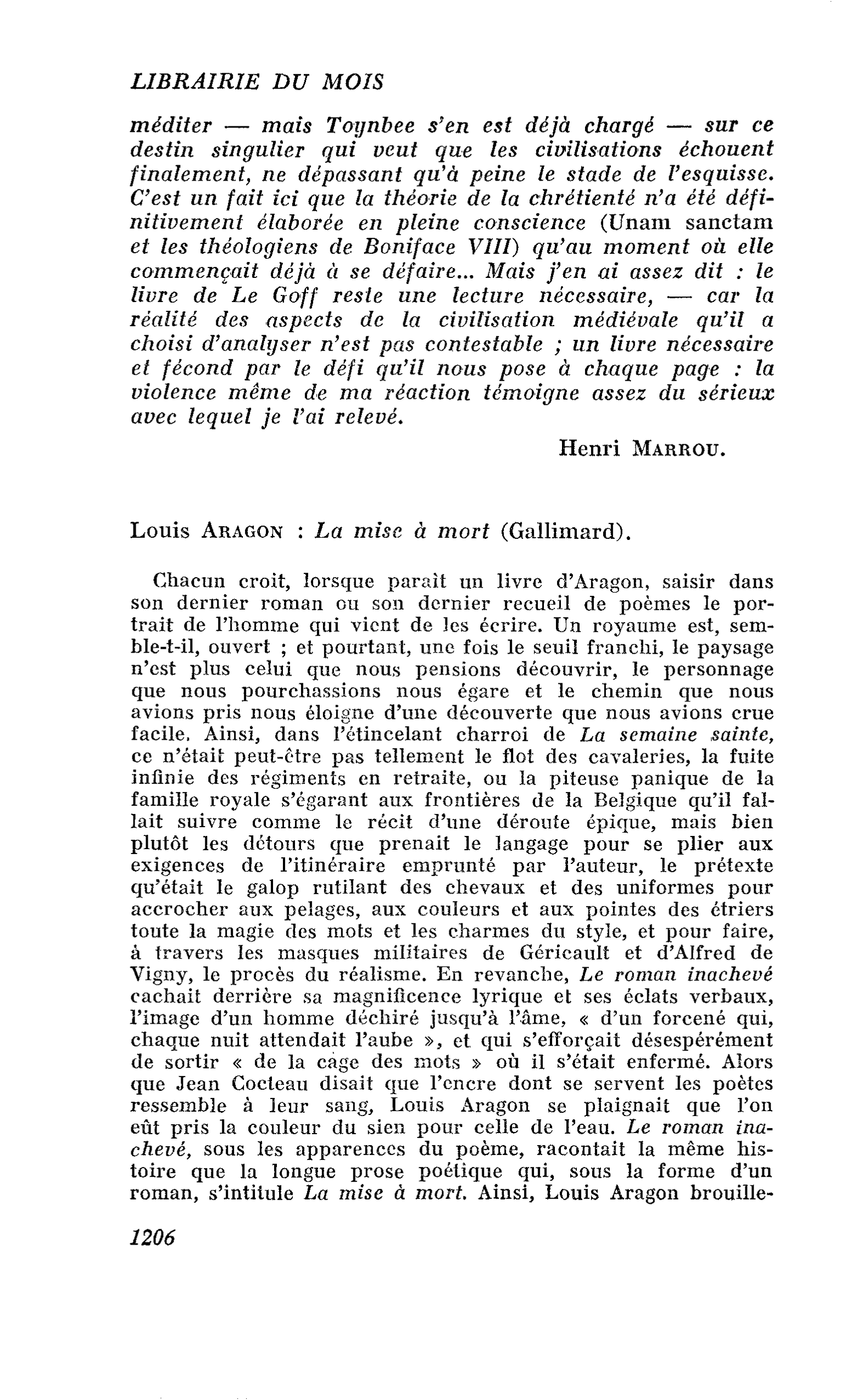Louis Aragon : La mise à mort