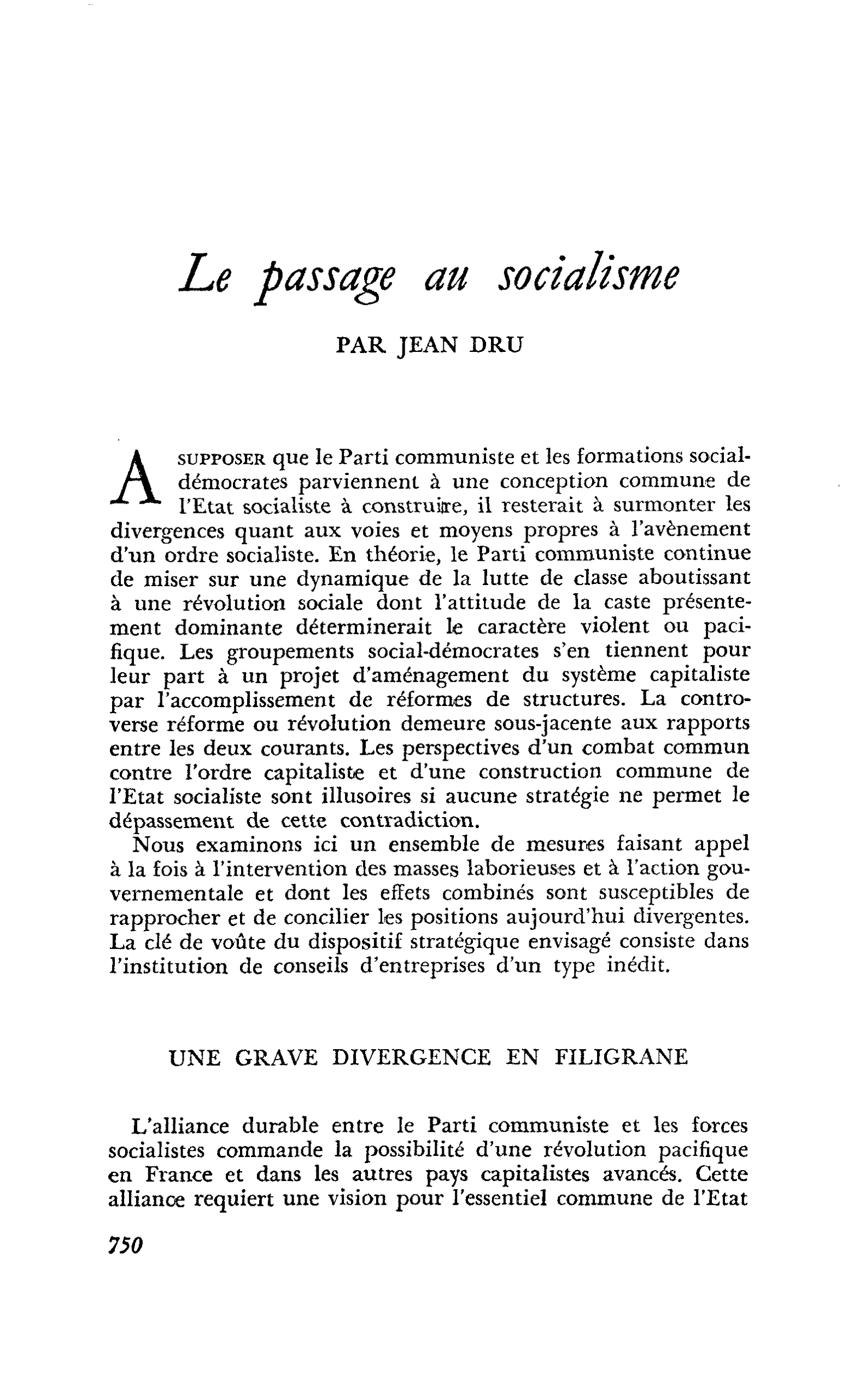 Le passage au socialisme