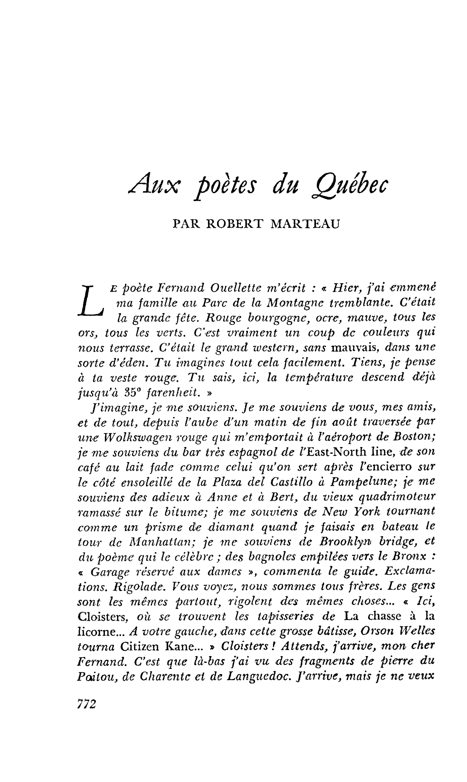 Aux poètes du Québec