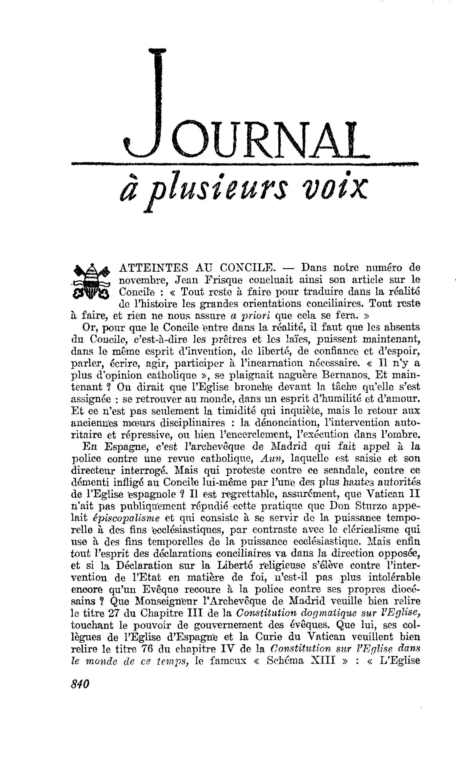 ATTEINTES AU CONCILE