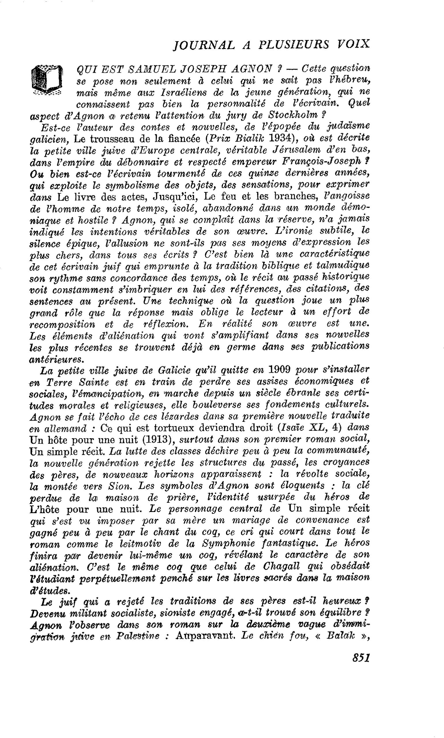 QUI EST SAMUEL JOSEPH AGNON ?