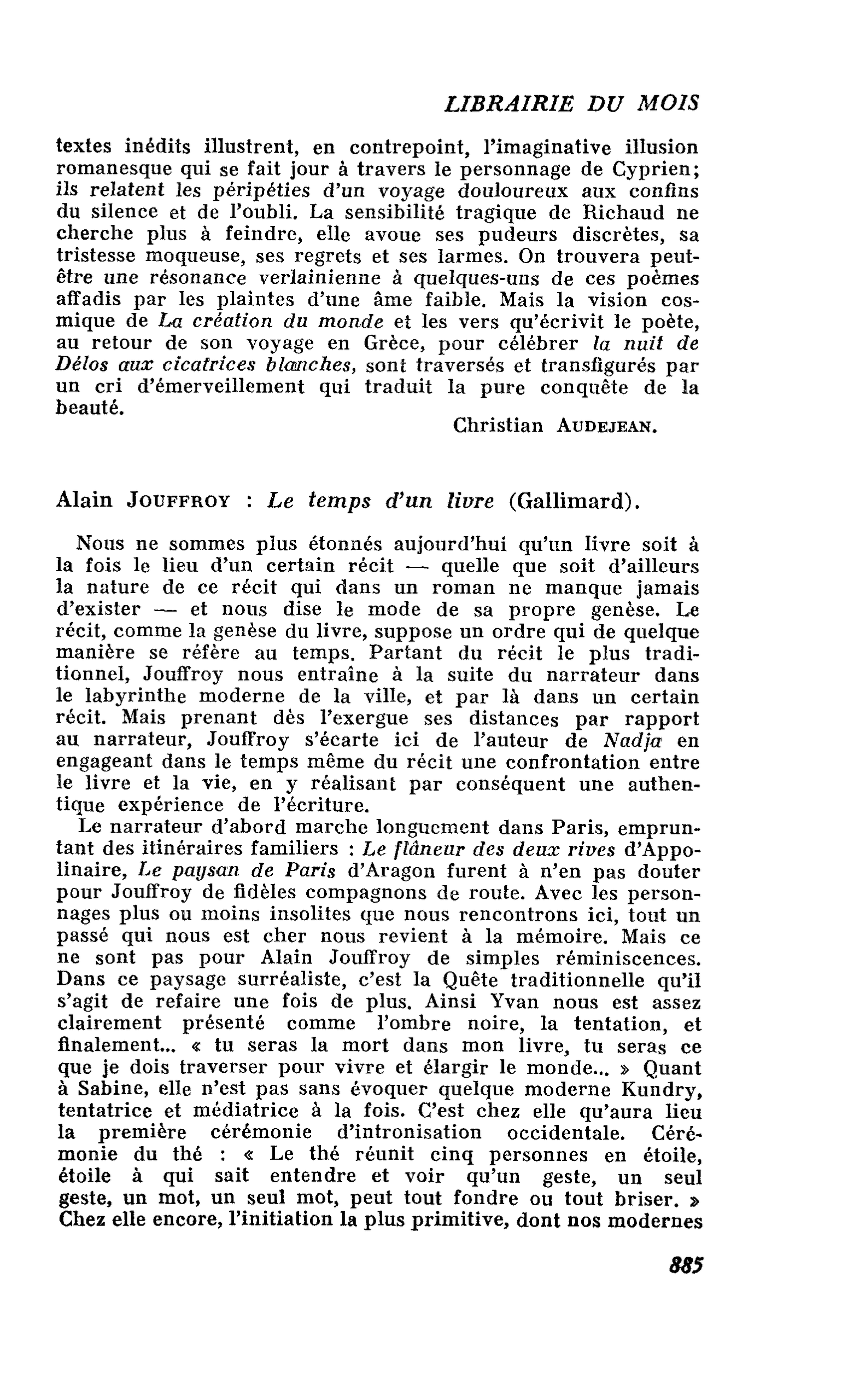 Alain Jouffroy : Le temps d’un livre