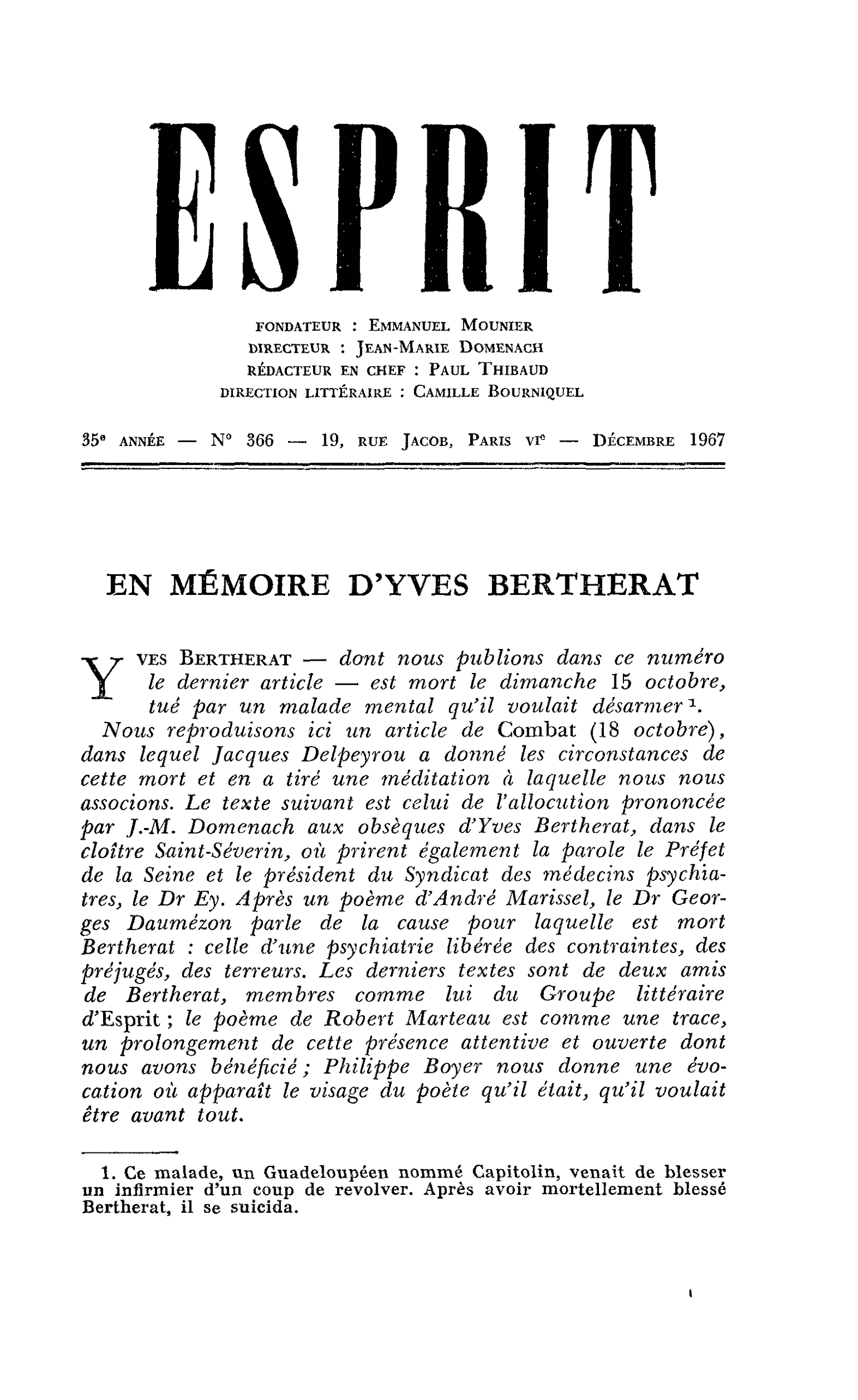 EN MÉMOIRE D’YVES BERTHERAT