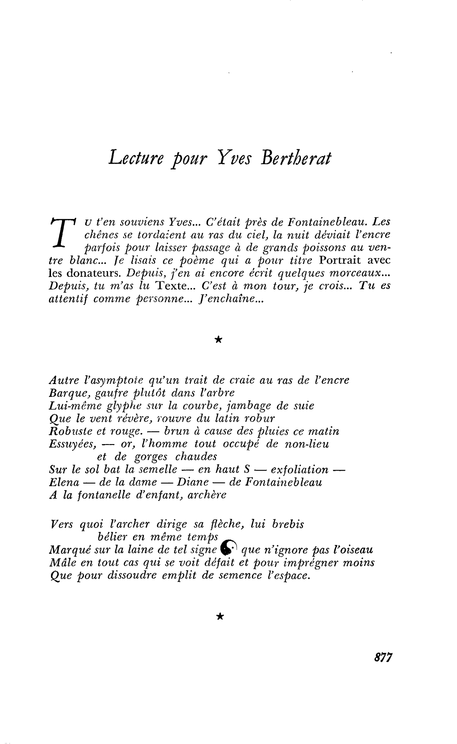 Lecture pour Yves Bertherat