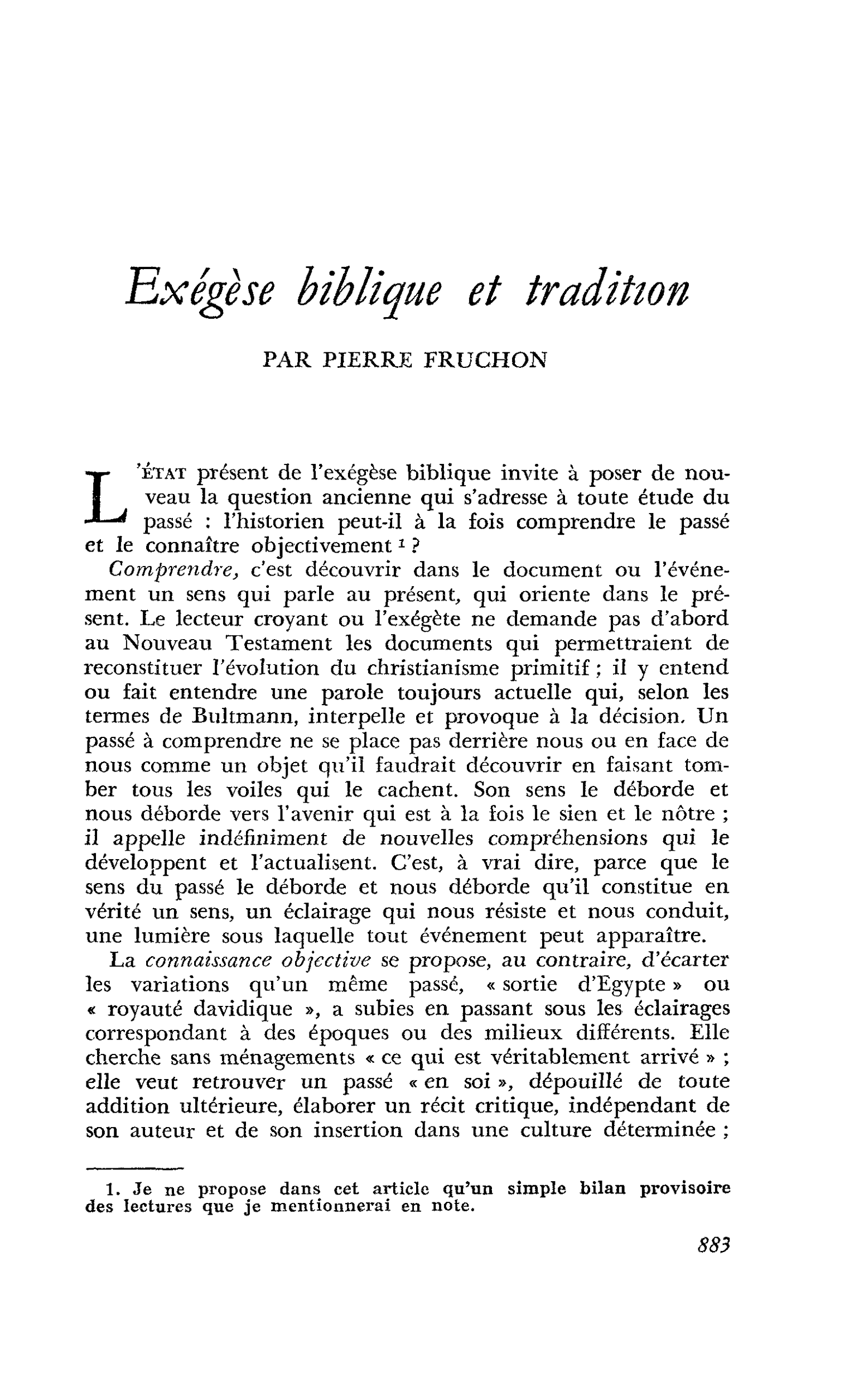 Exégèse biblique et tradition