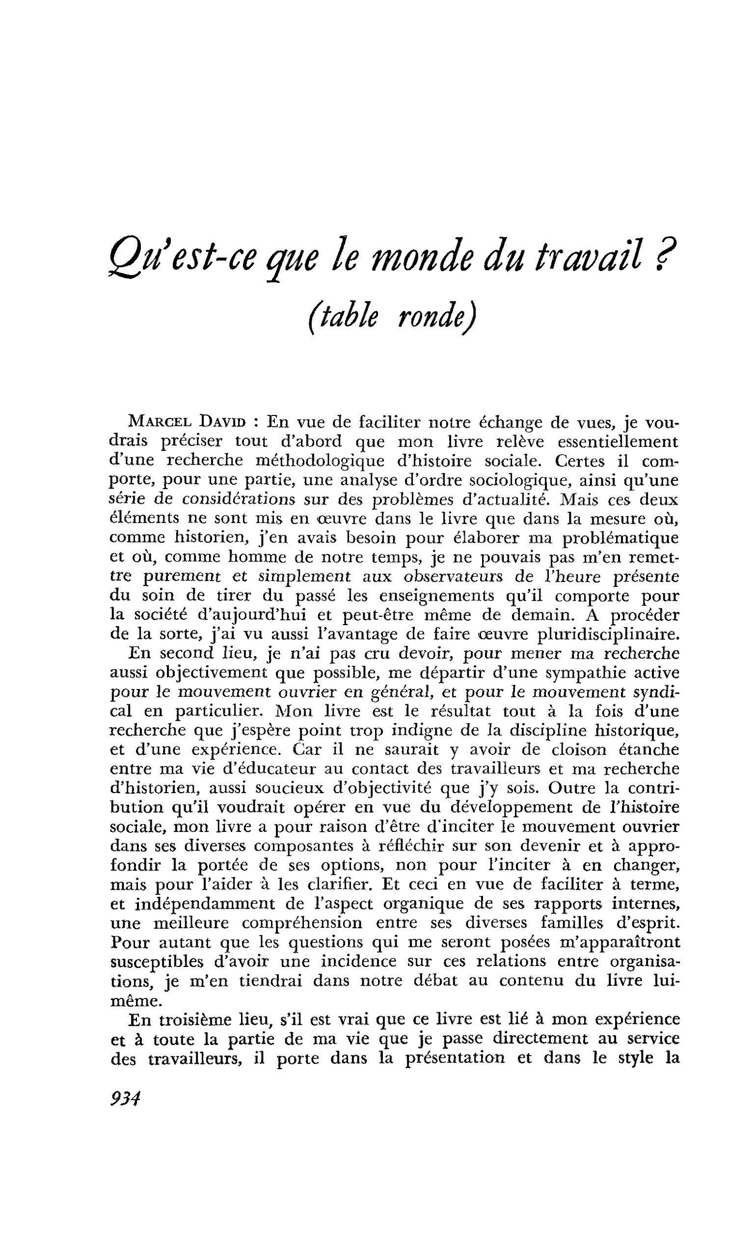 Qu’est-ce que le monde du travail ?
