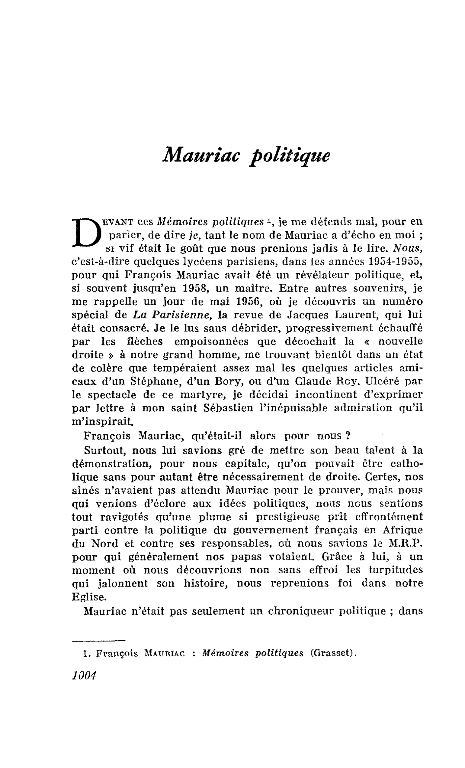Mauriac politique