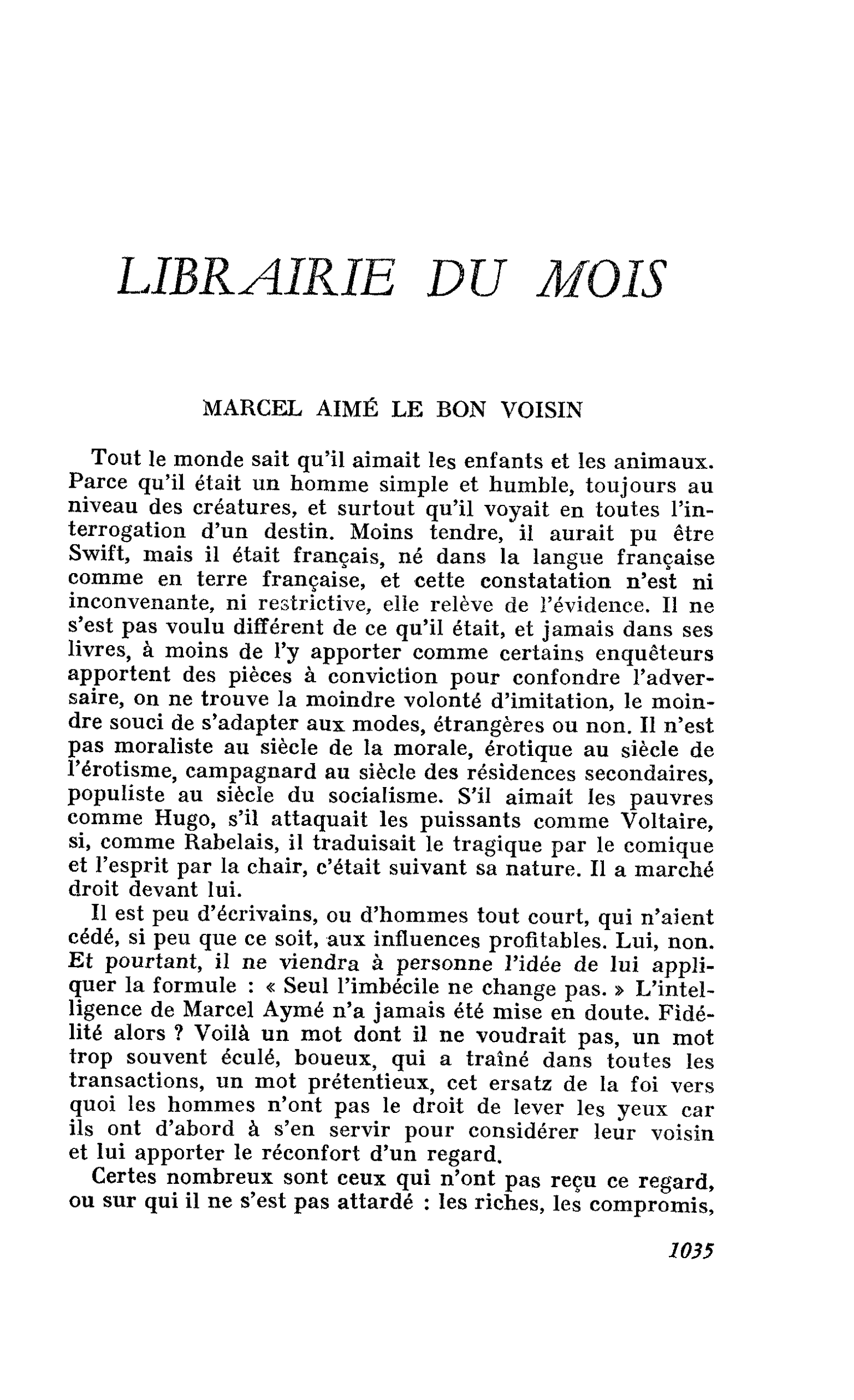 MARCEL AIMÉ LE BON VOISIN
