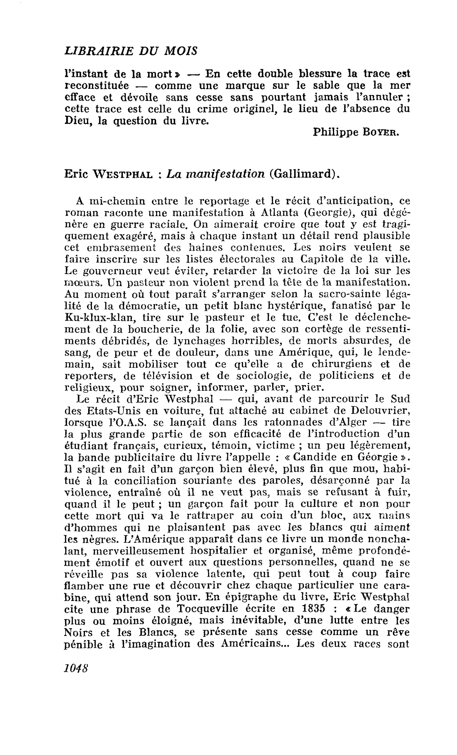 Eric Westphal : La manifestation