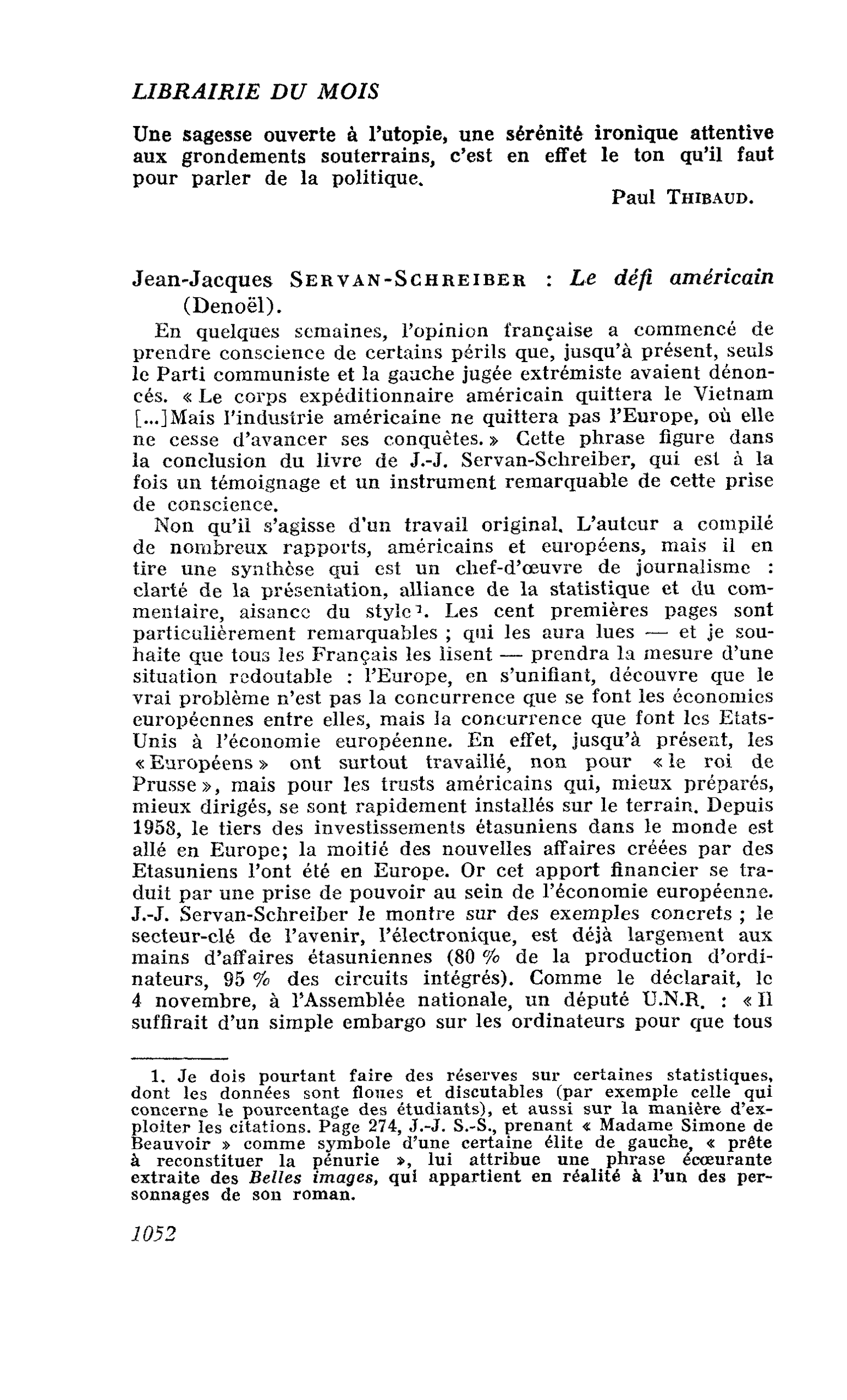 Jean-Jacques Servan-Schreiber : Le défi américain