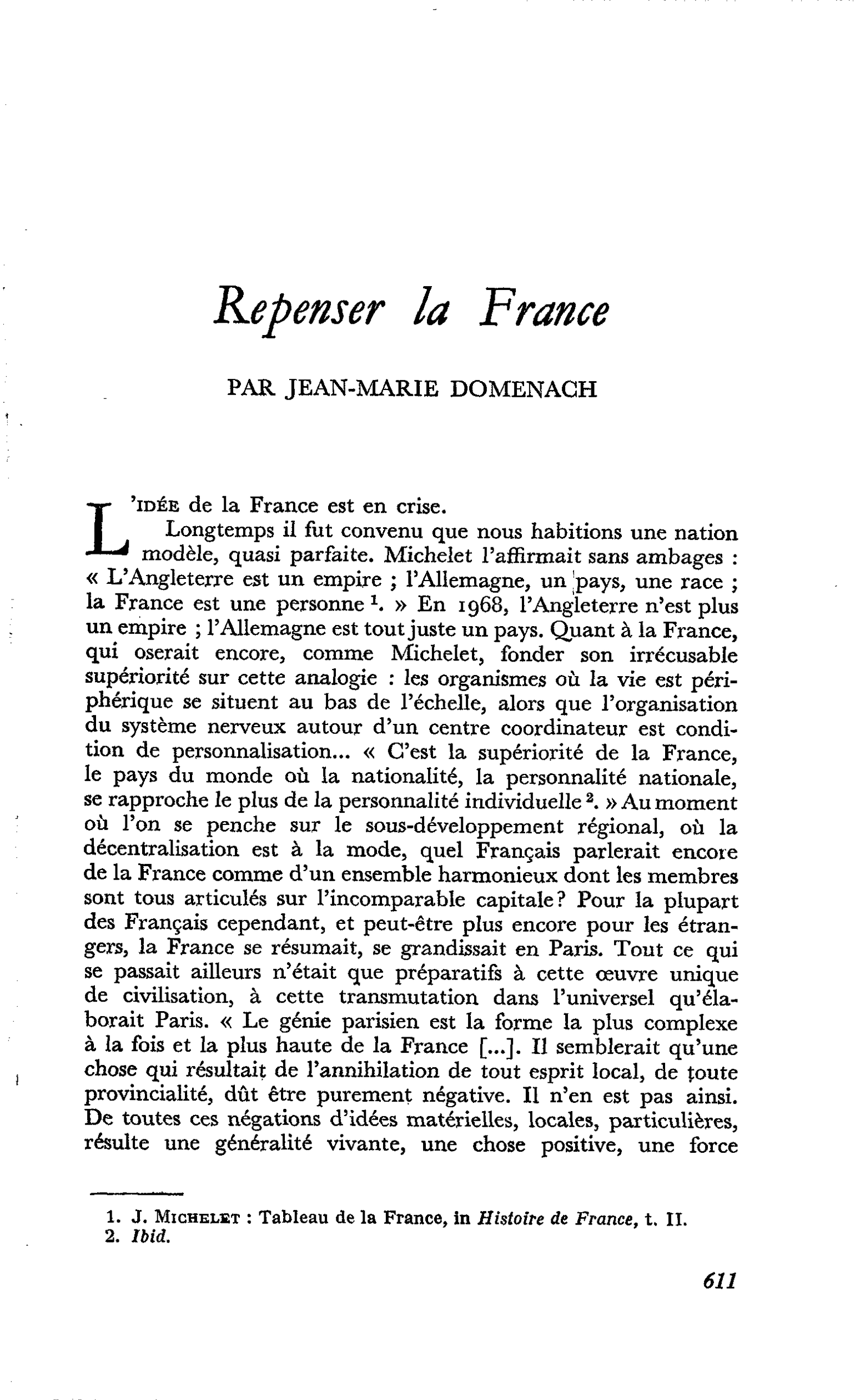 Repenser la France