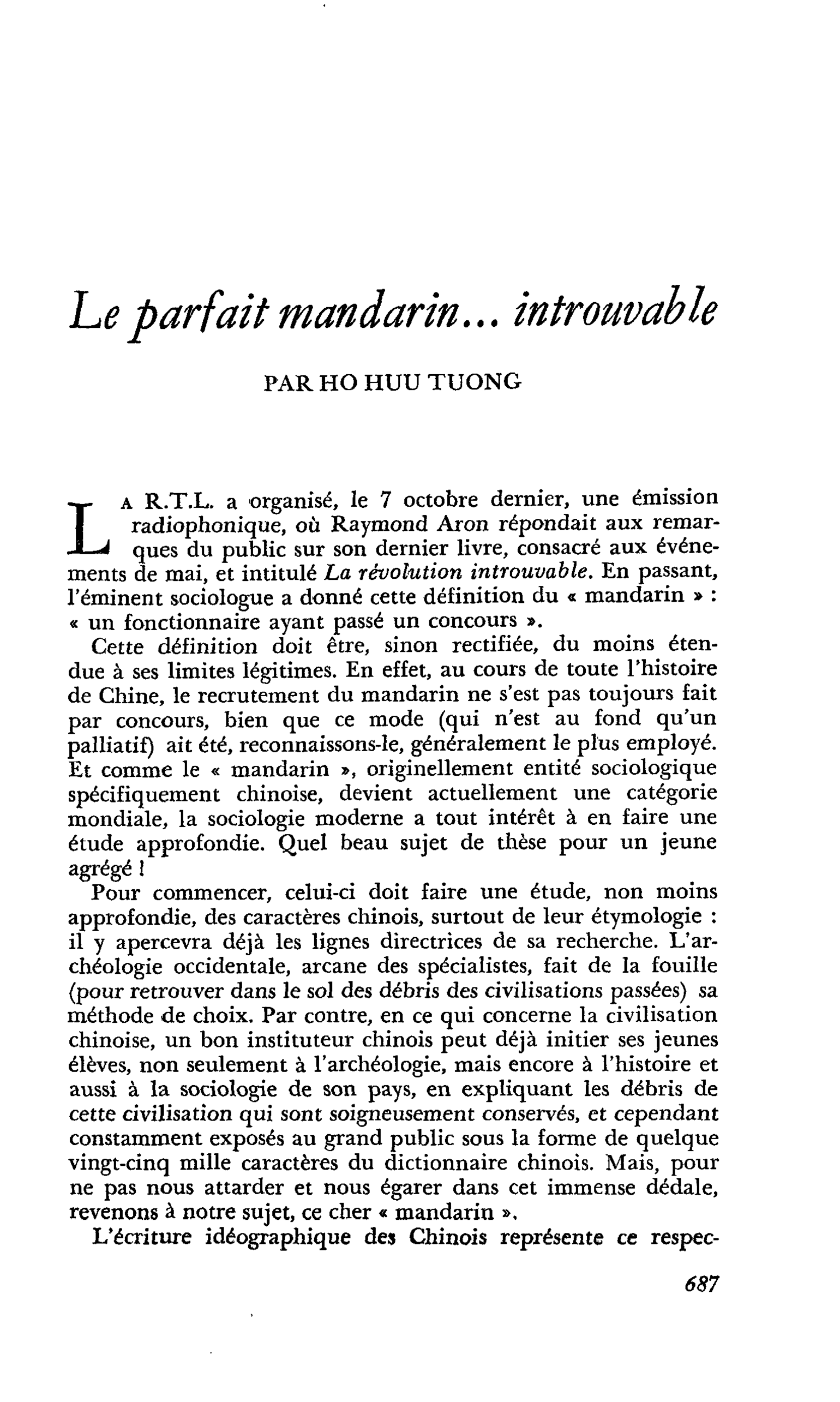 Le parfait mandarin… introuvable