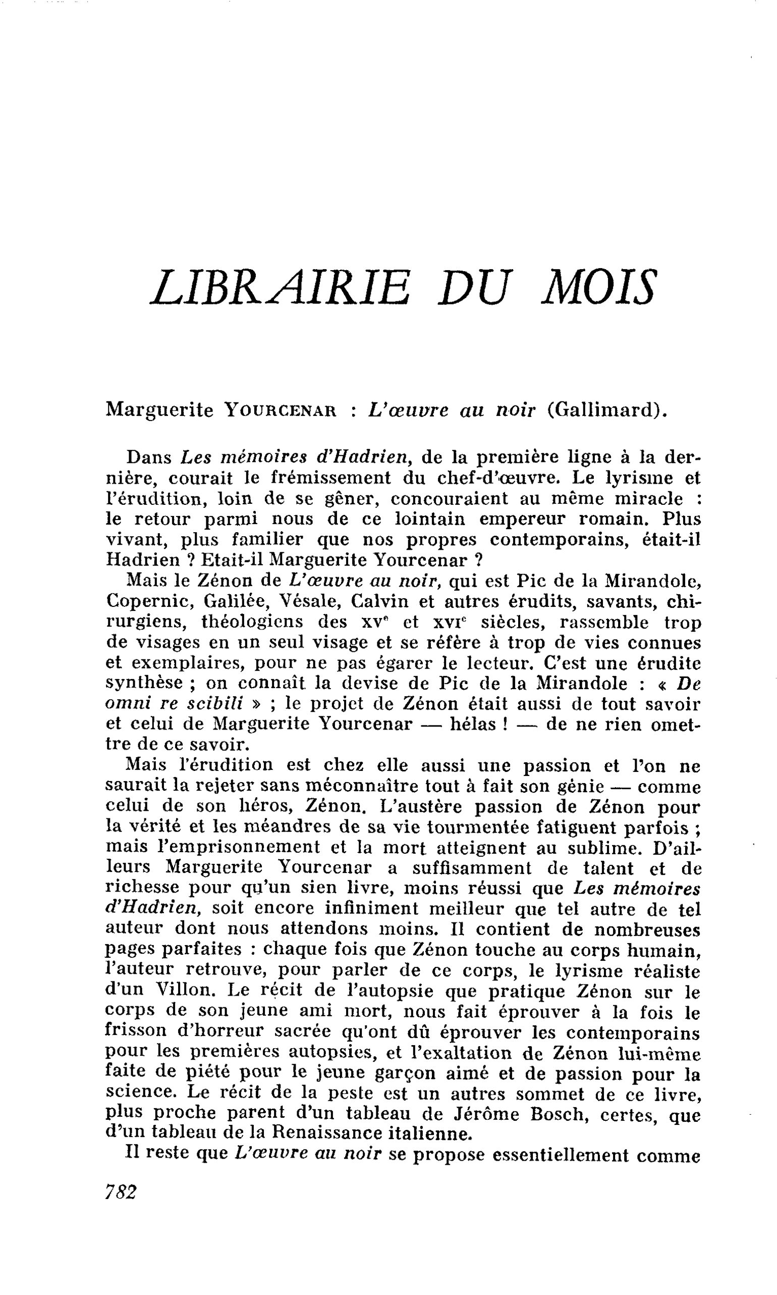 Marguerite Yourcenar : L’oeuvre au noir