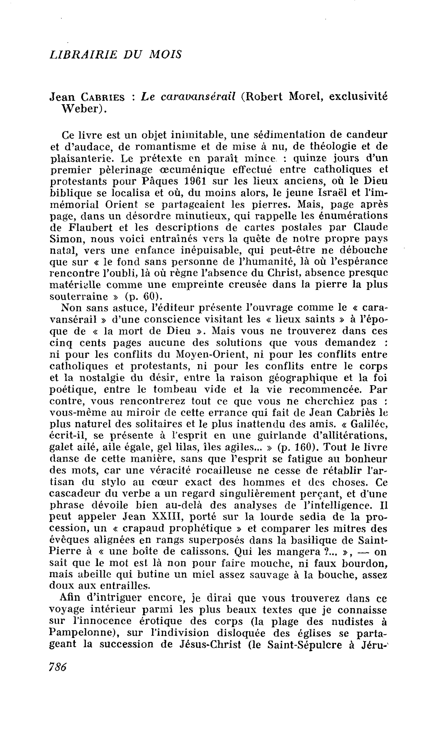 Jean Cabries : Le caravansérail
