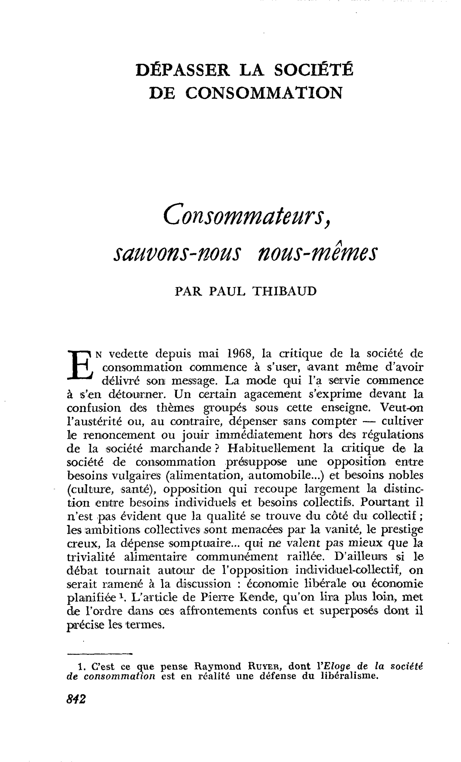 Consommateurs, sauvons-nous nous-mêmes