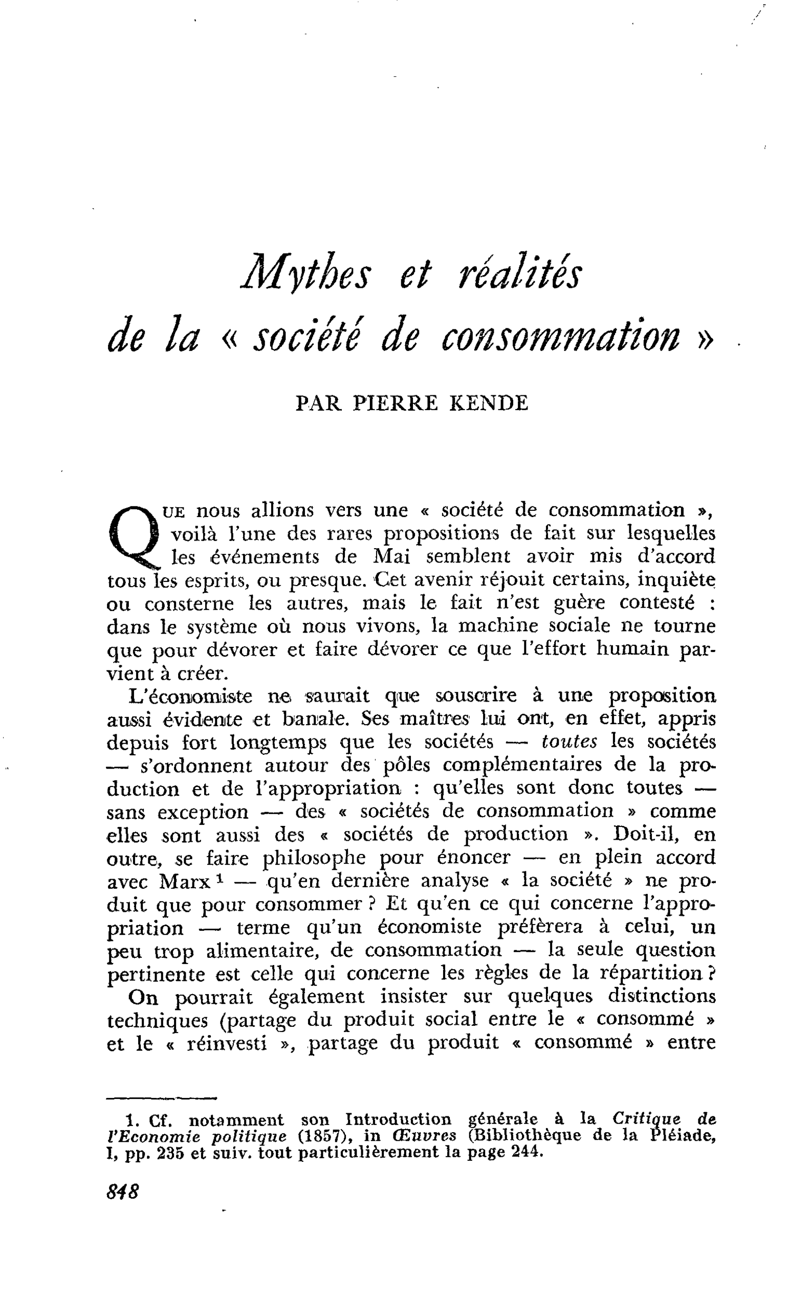 Mythes et réalités de la « société de consommation »