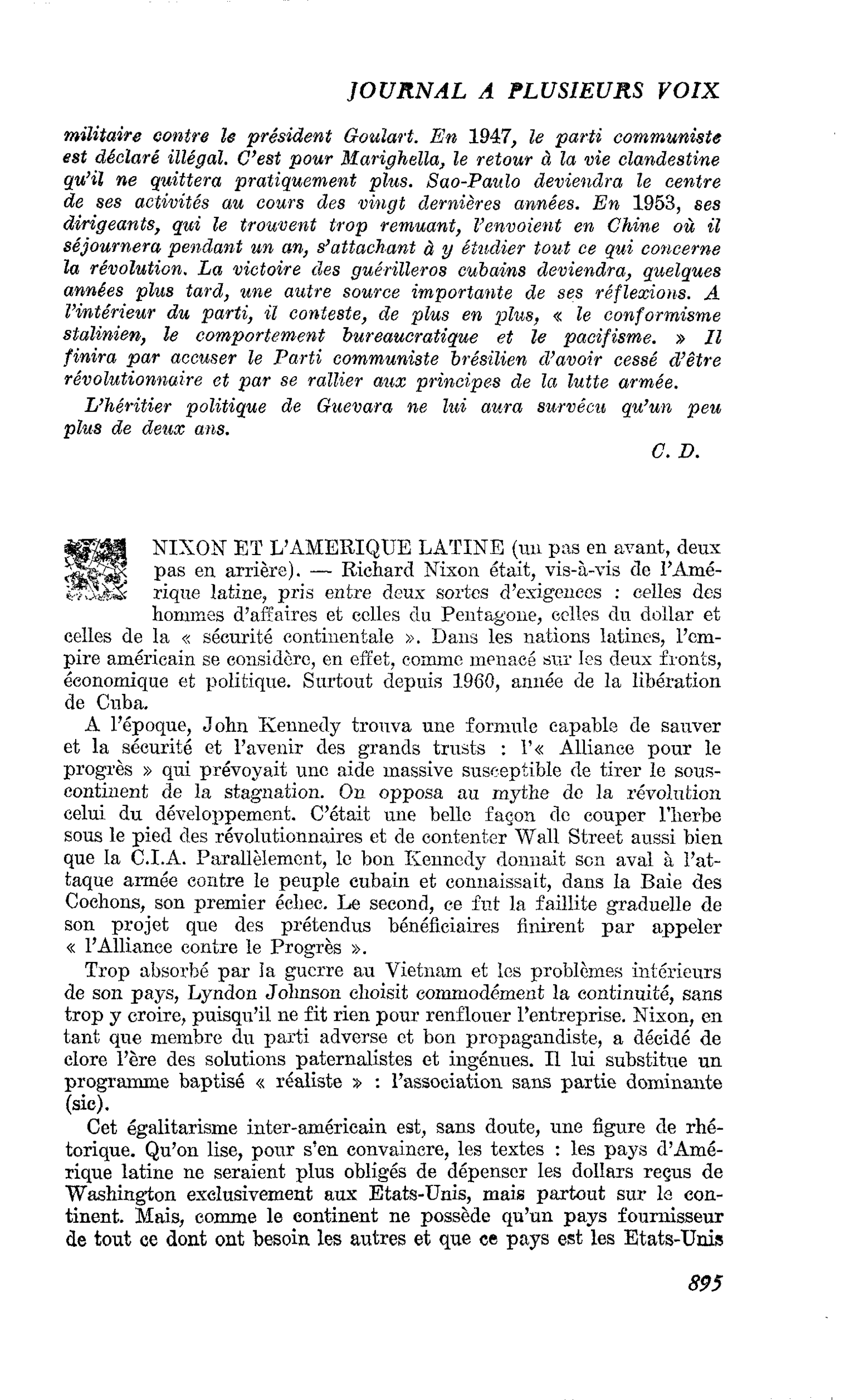 NIXON ET L’AMERIQUE LATINE (un pas en avant, deux pas en arrière)