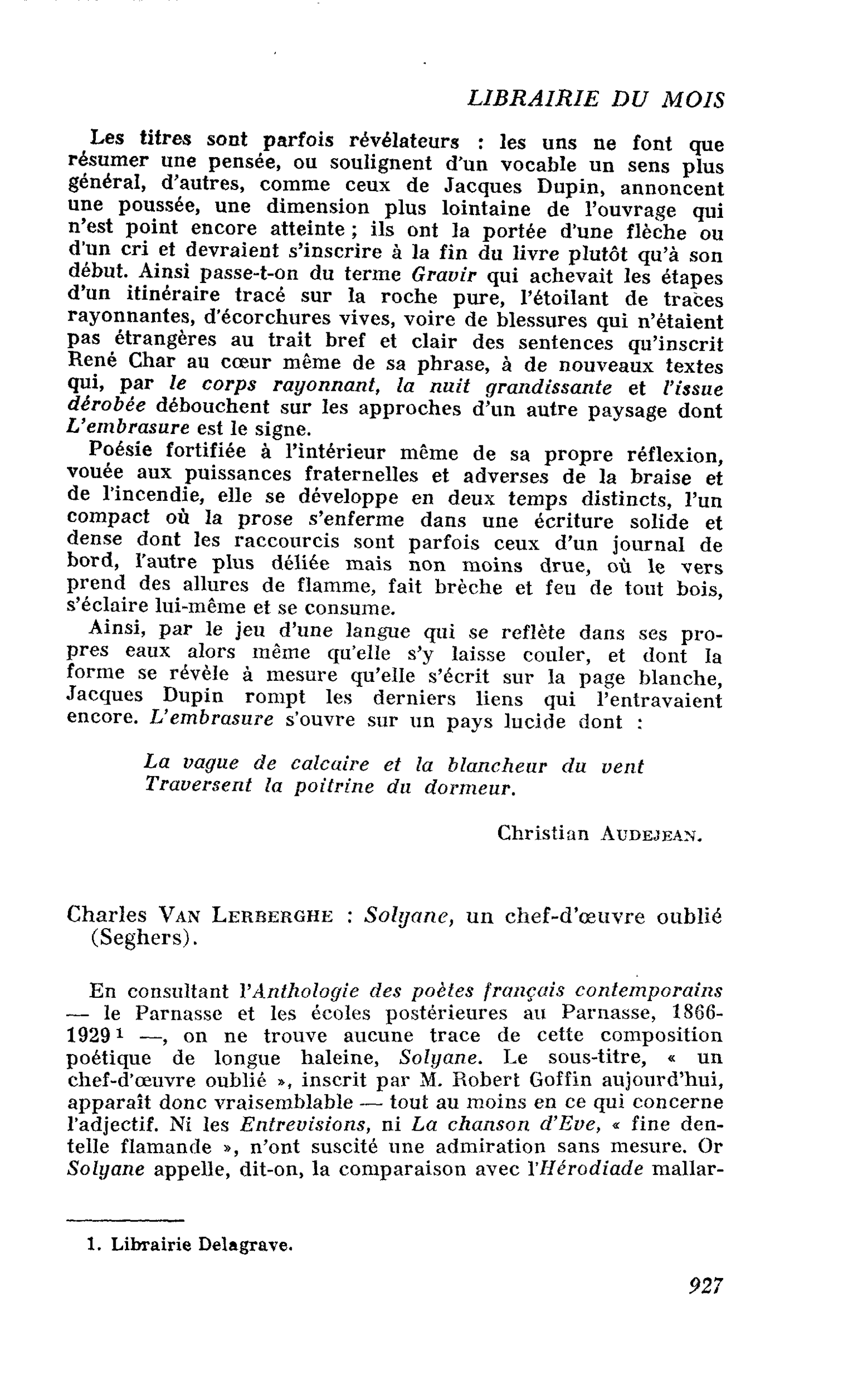 Charles Van Lerberghe : Sohjane, un chef-d’oeuvre oublié