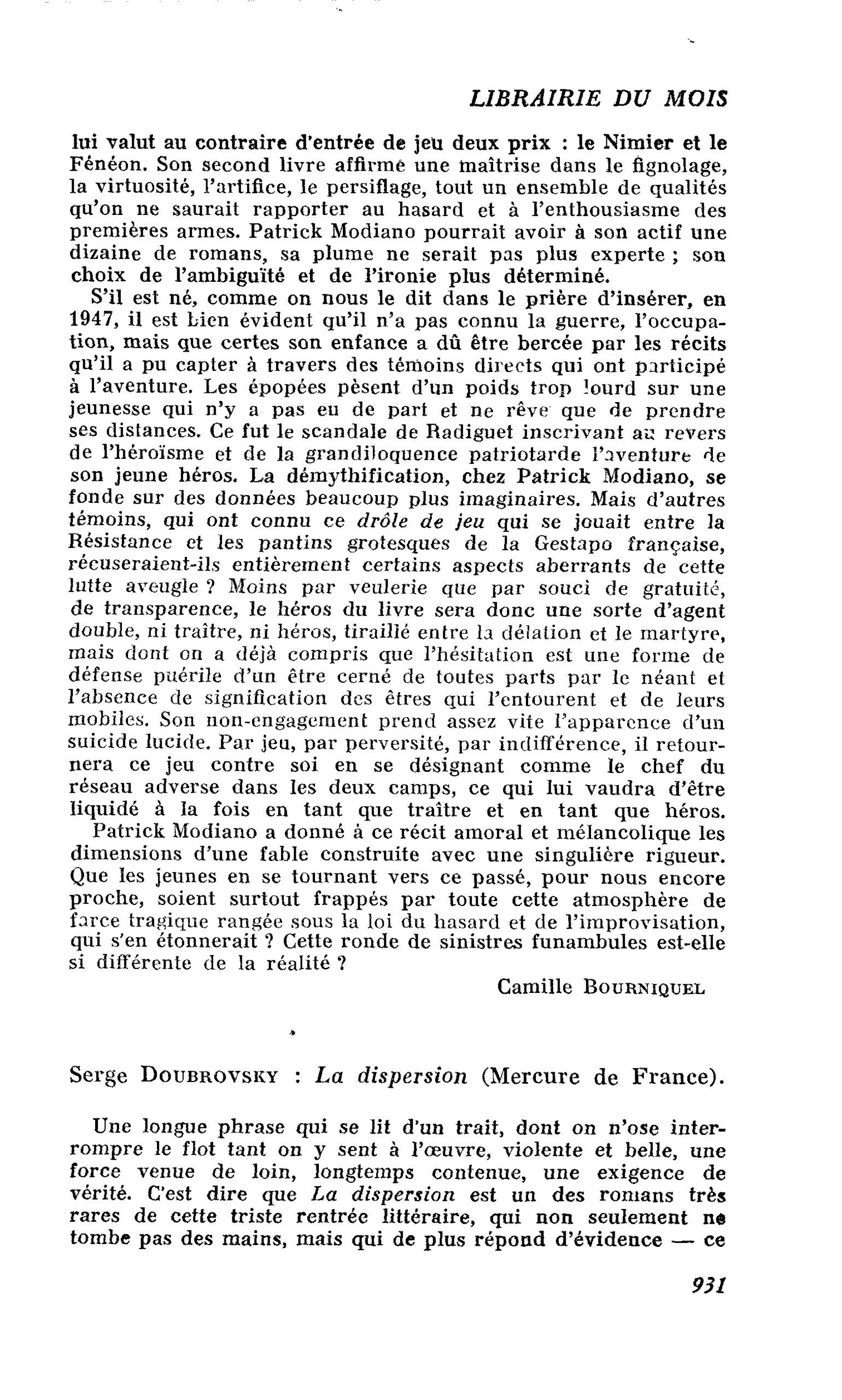Serge Doubrovsky : La dispersion