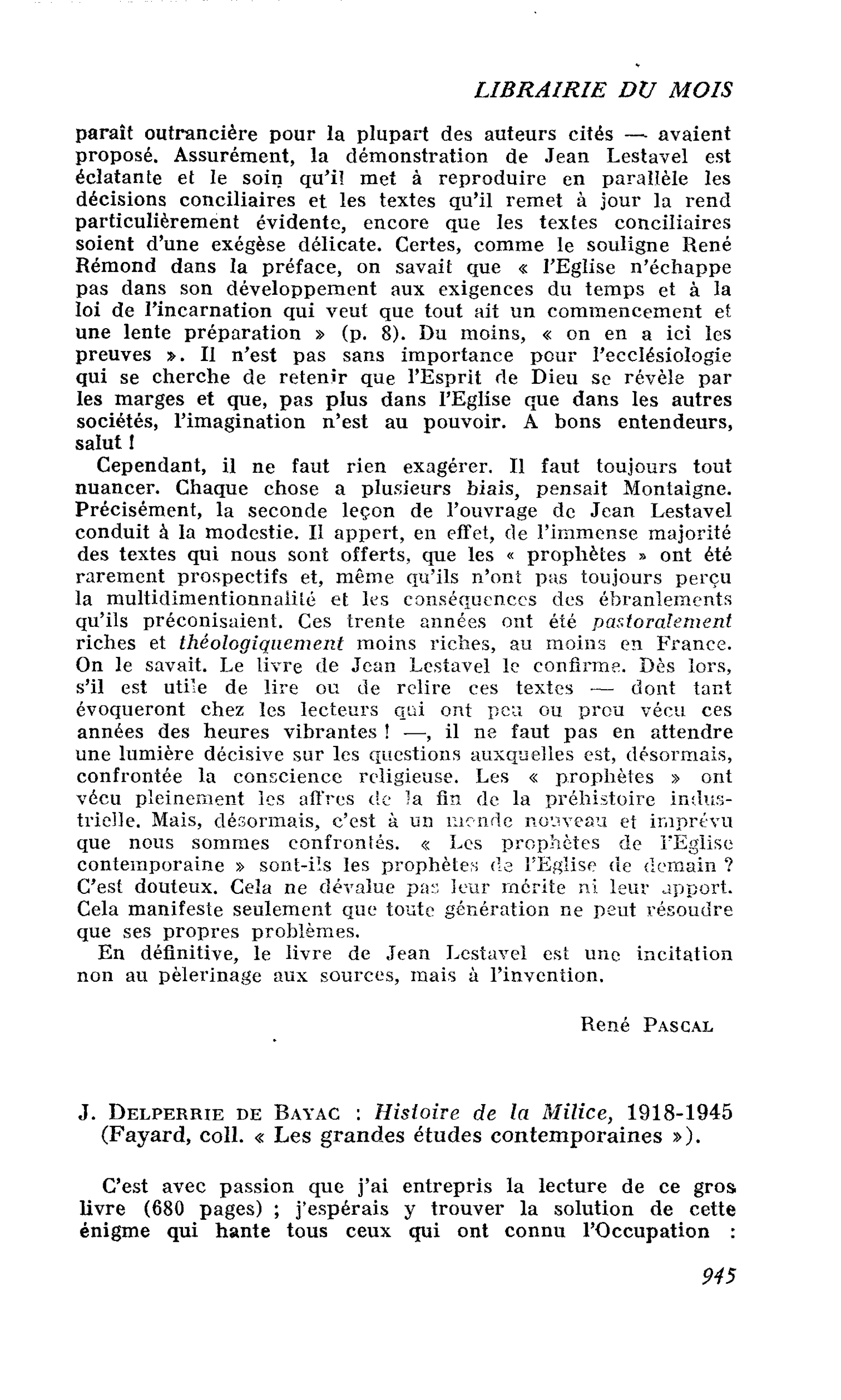 J. Delperrie de Bayac : Histoire de la Milice, 1918-1945