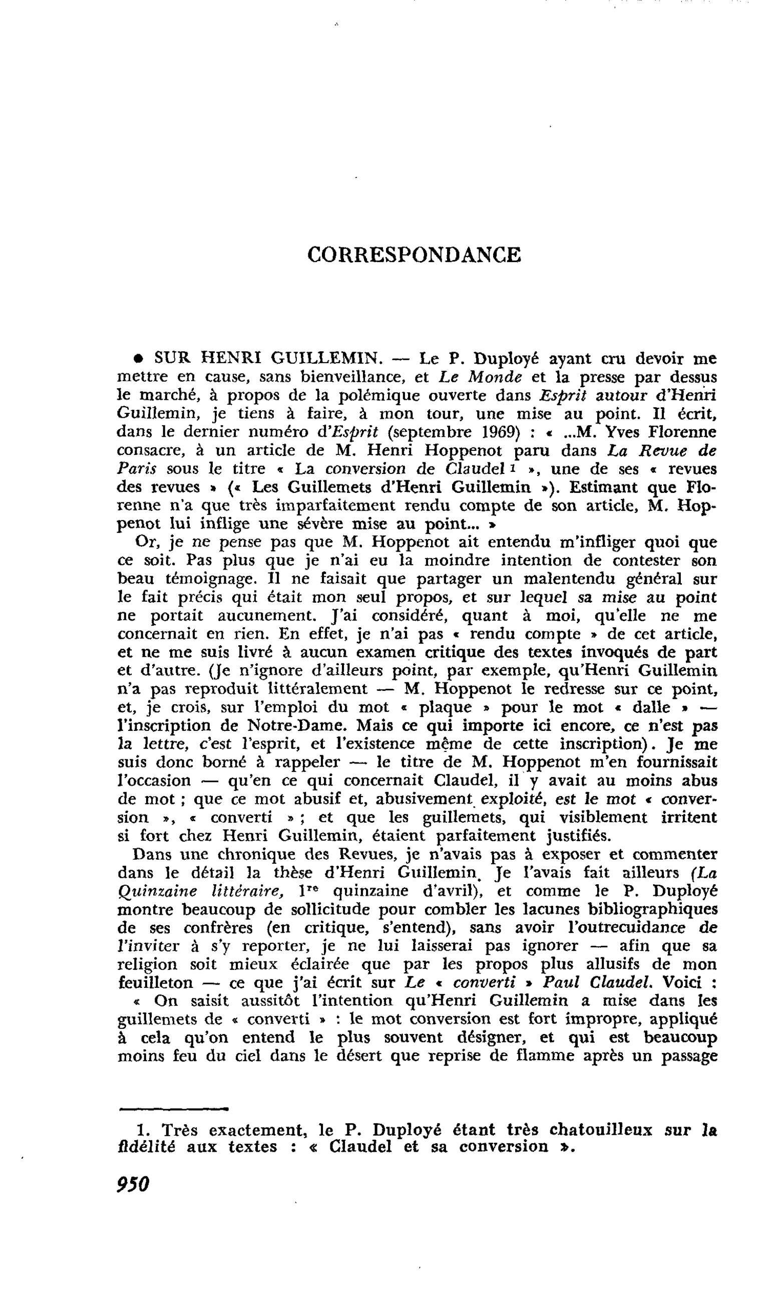SUR HENRI GUILLEMIN