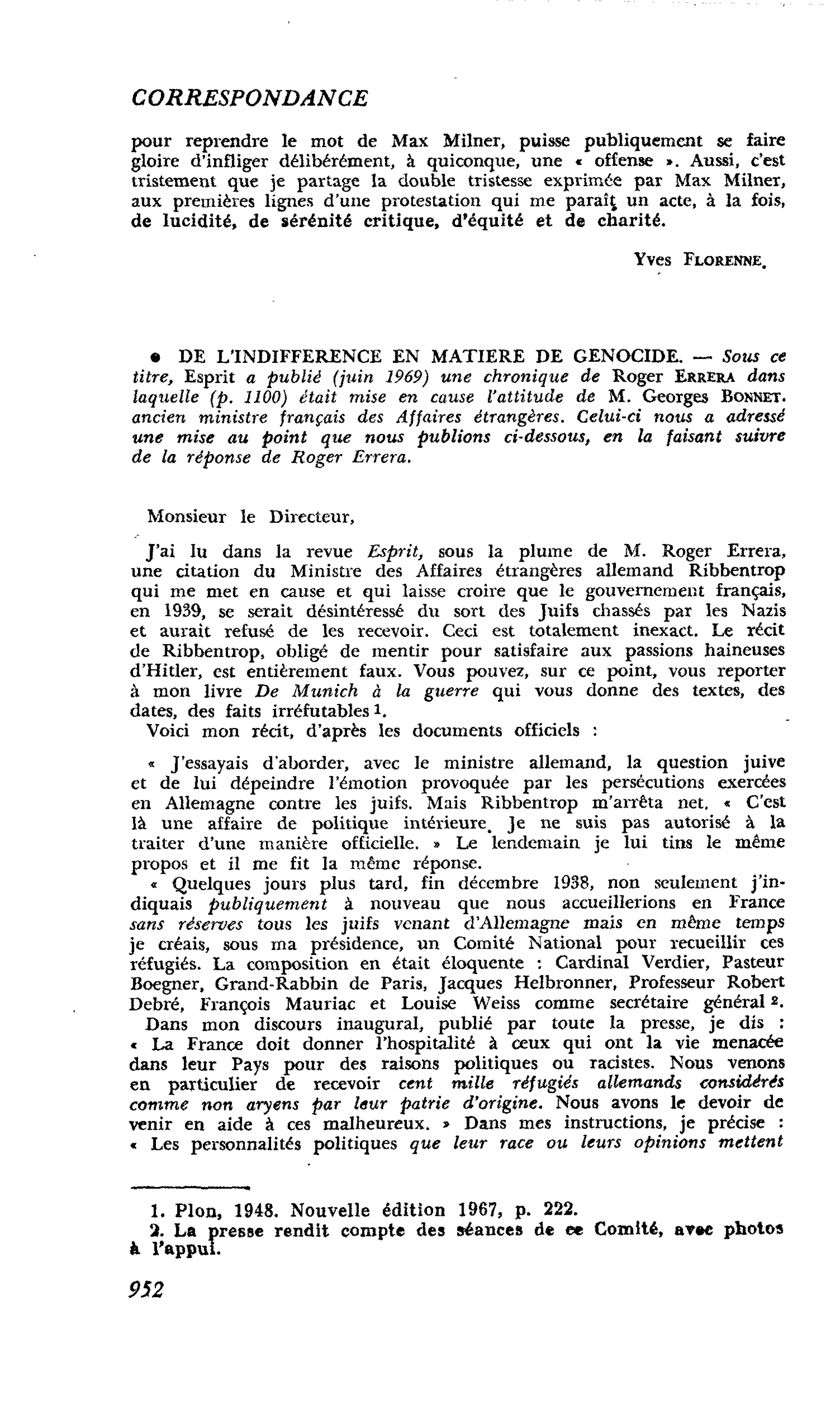 DE L’INDIFFERENCE EN MATIERE DE GENOCIDE