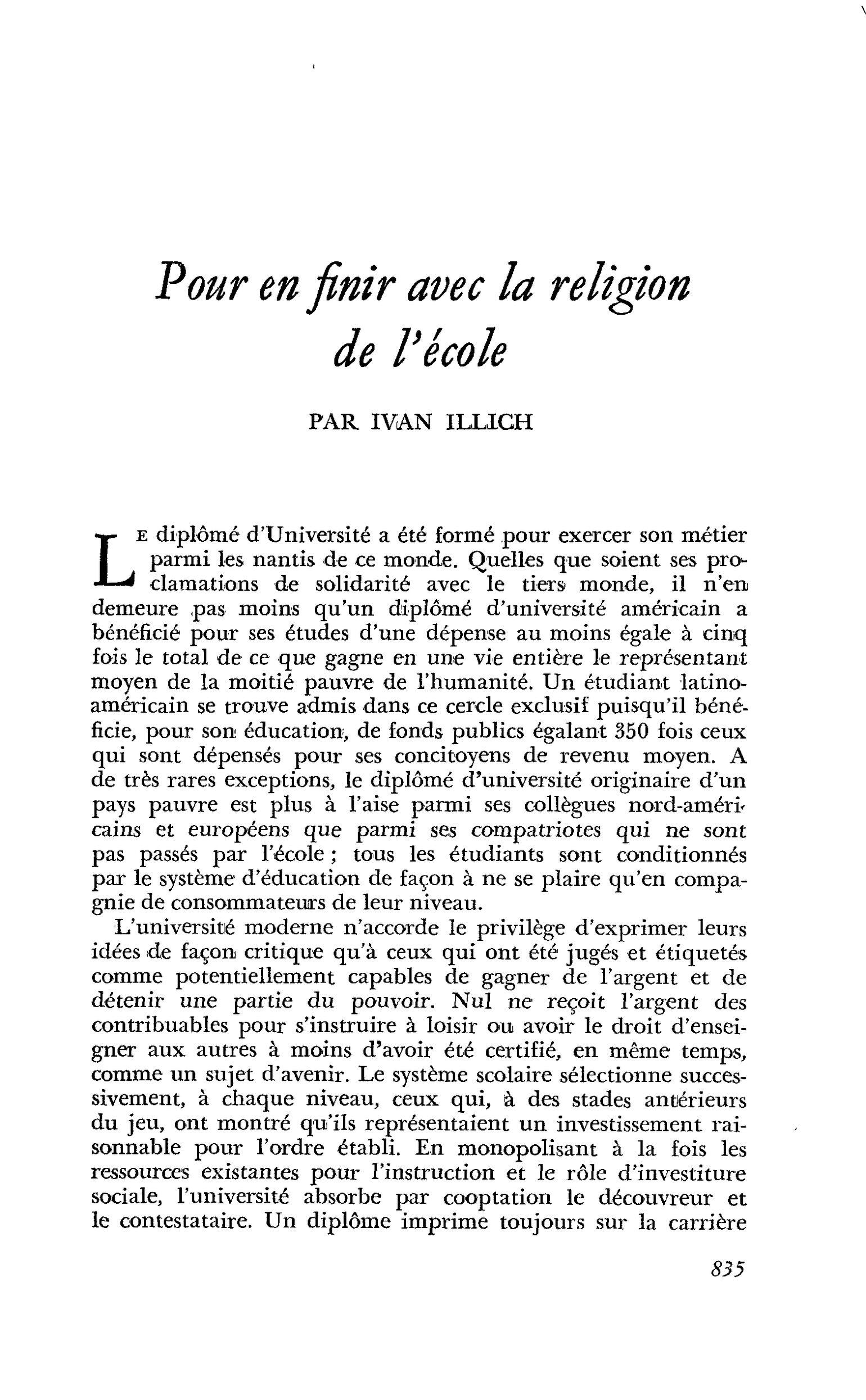 Pour en finir avec la religion de l’école