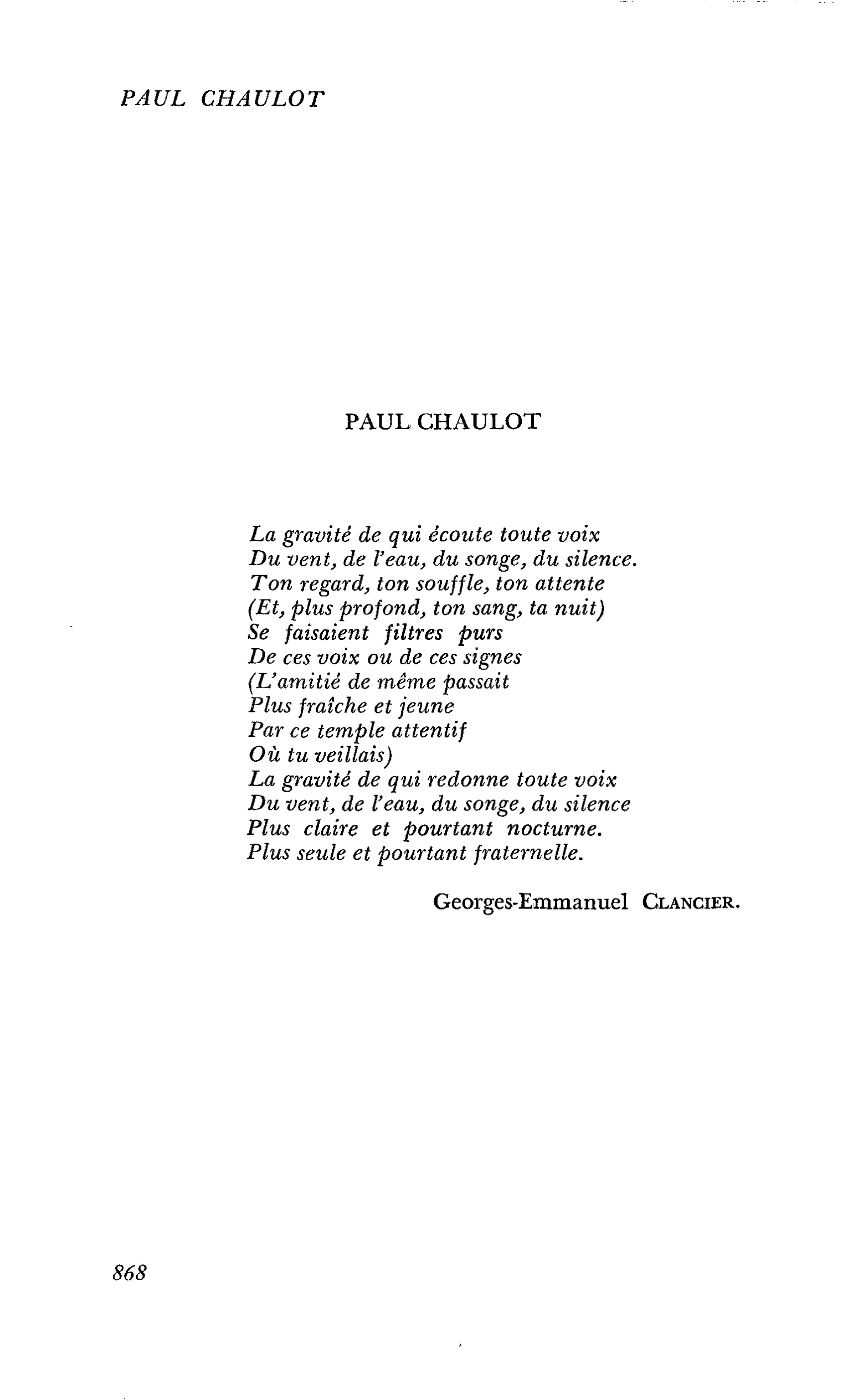 Un an déjà, Paul Chaulot : PAUL CHAULOT